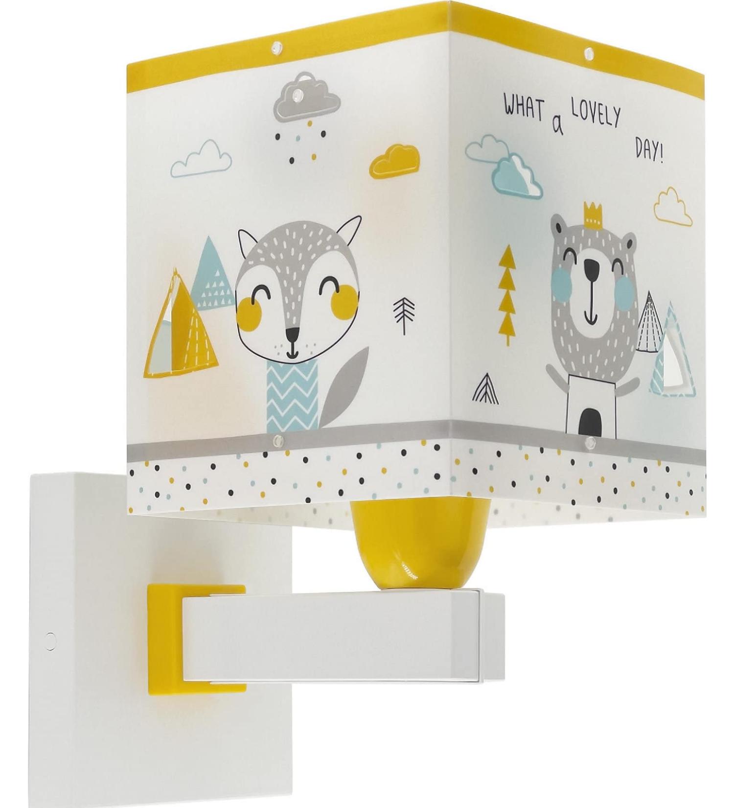 Dalber Children's Wall Lamp - Animal Themed Bear Raccoon & Rabbit - E27 | Hello Little - Ideal for Kids' Rooms - Buy Online on GoSupps.com