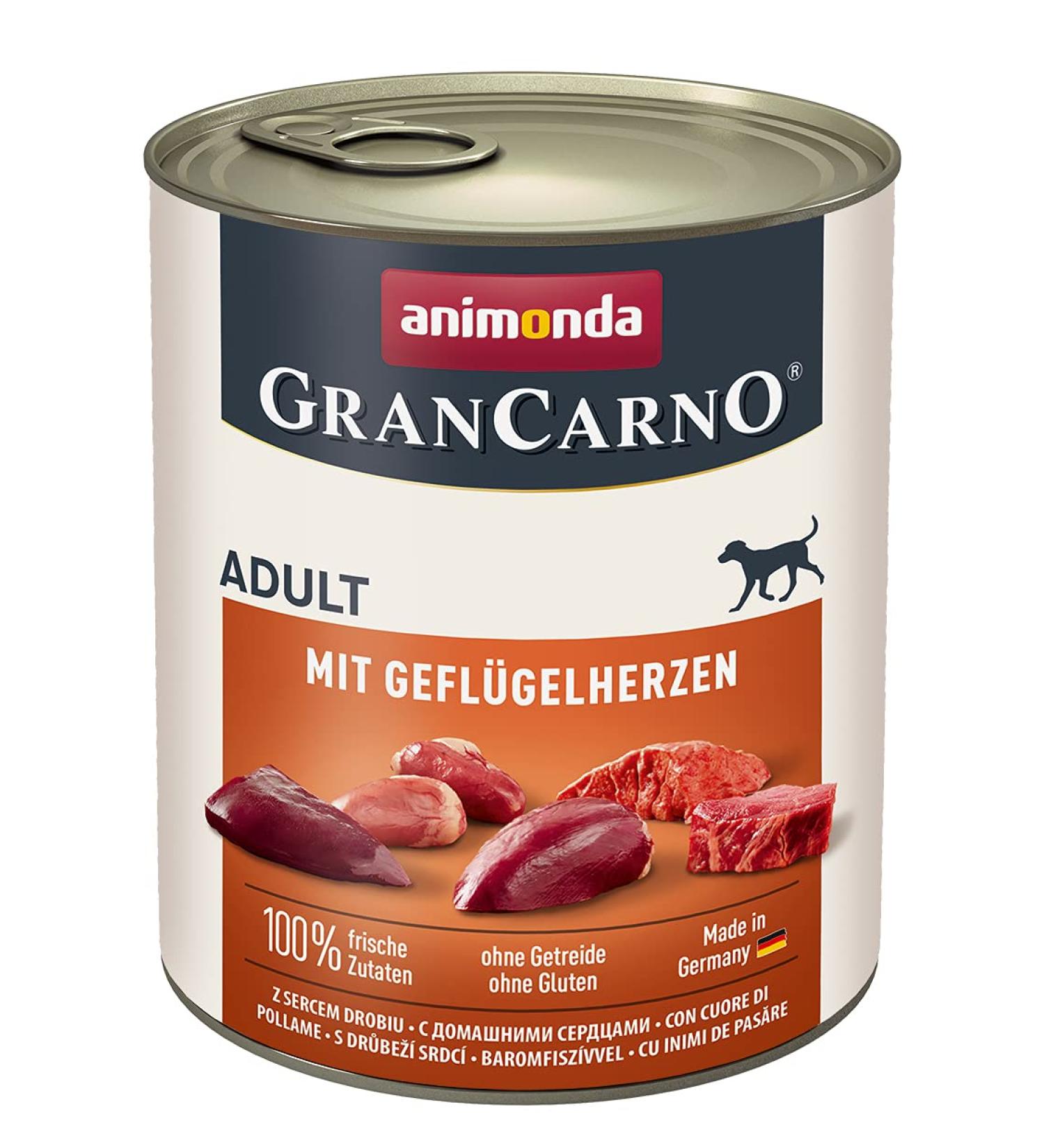 animonda GranCarno Adult wet dog food wet food for adult dogs with poultry hearts 6 x 800g