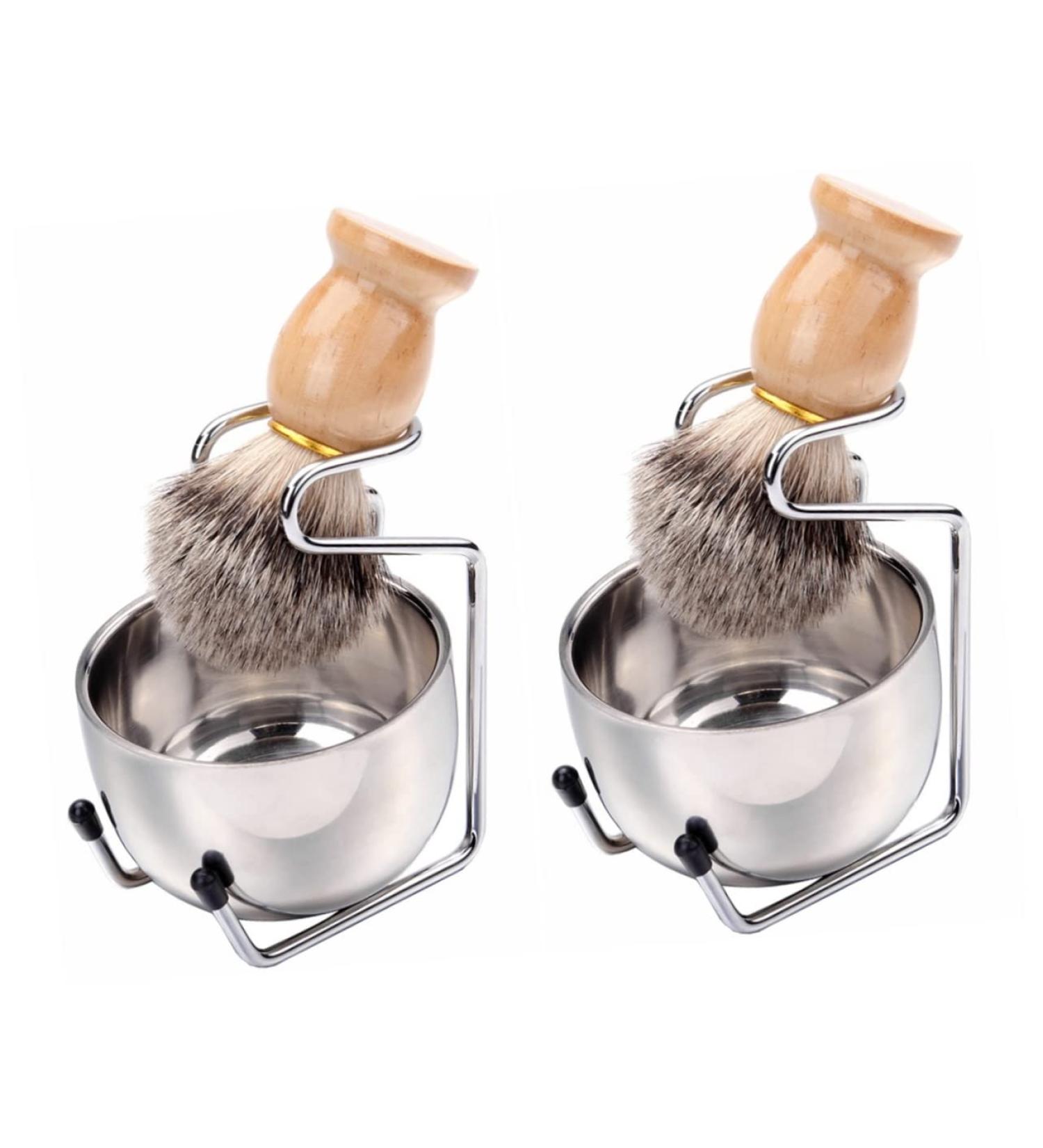 Frcolor Beard Brush Set for Men - 2 Razor Foam Cup Tools Manscaping Care 11cm Various Colors - Buy Online on GoSupps.com