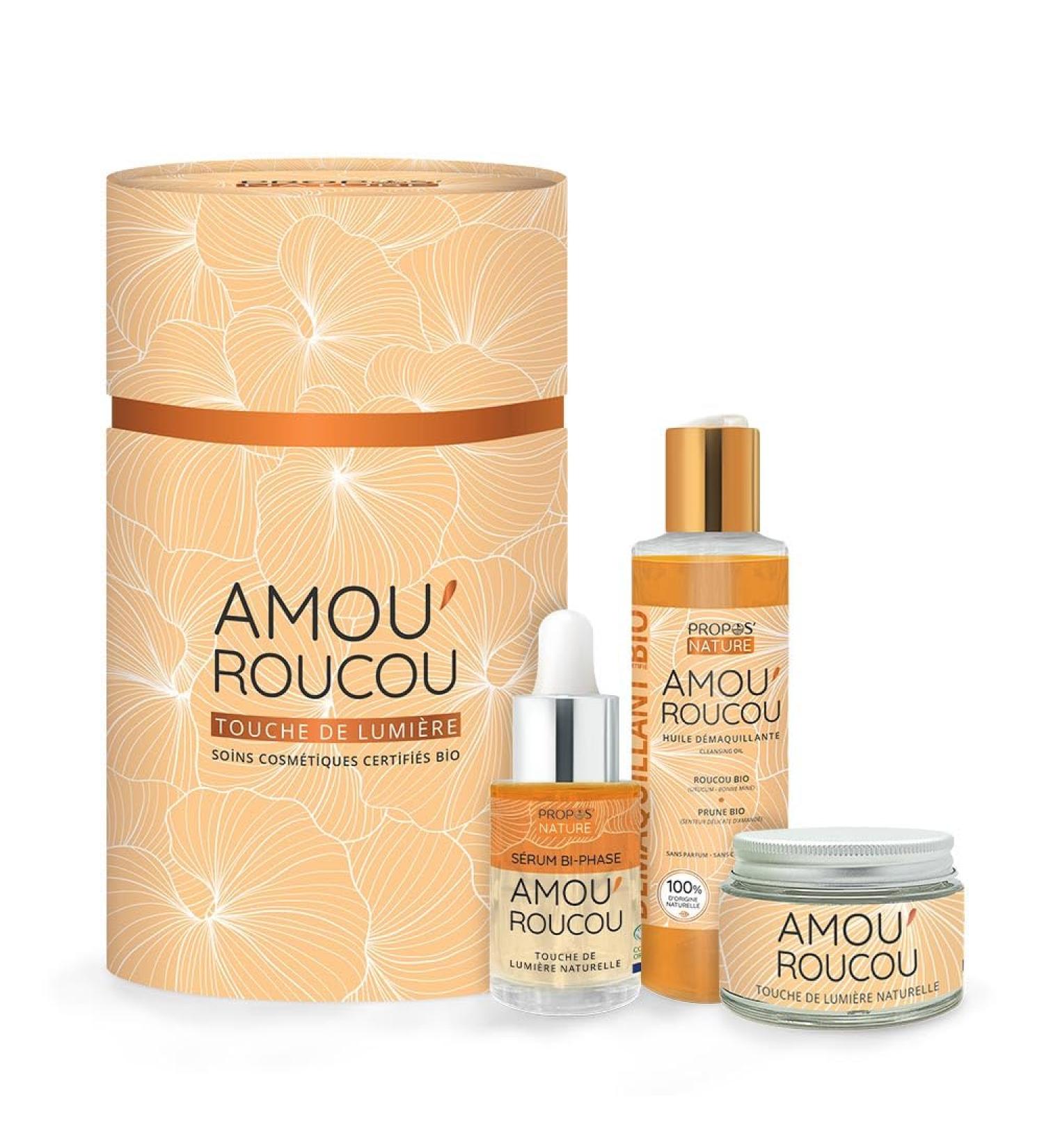 Amou'Roucou Box - 3 Organic Roucou treatments for skin radiance - Face cream serum cleansing oil - Propos'Nature - Buy Online on GoSupps.com