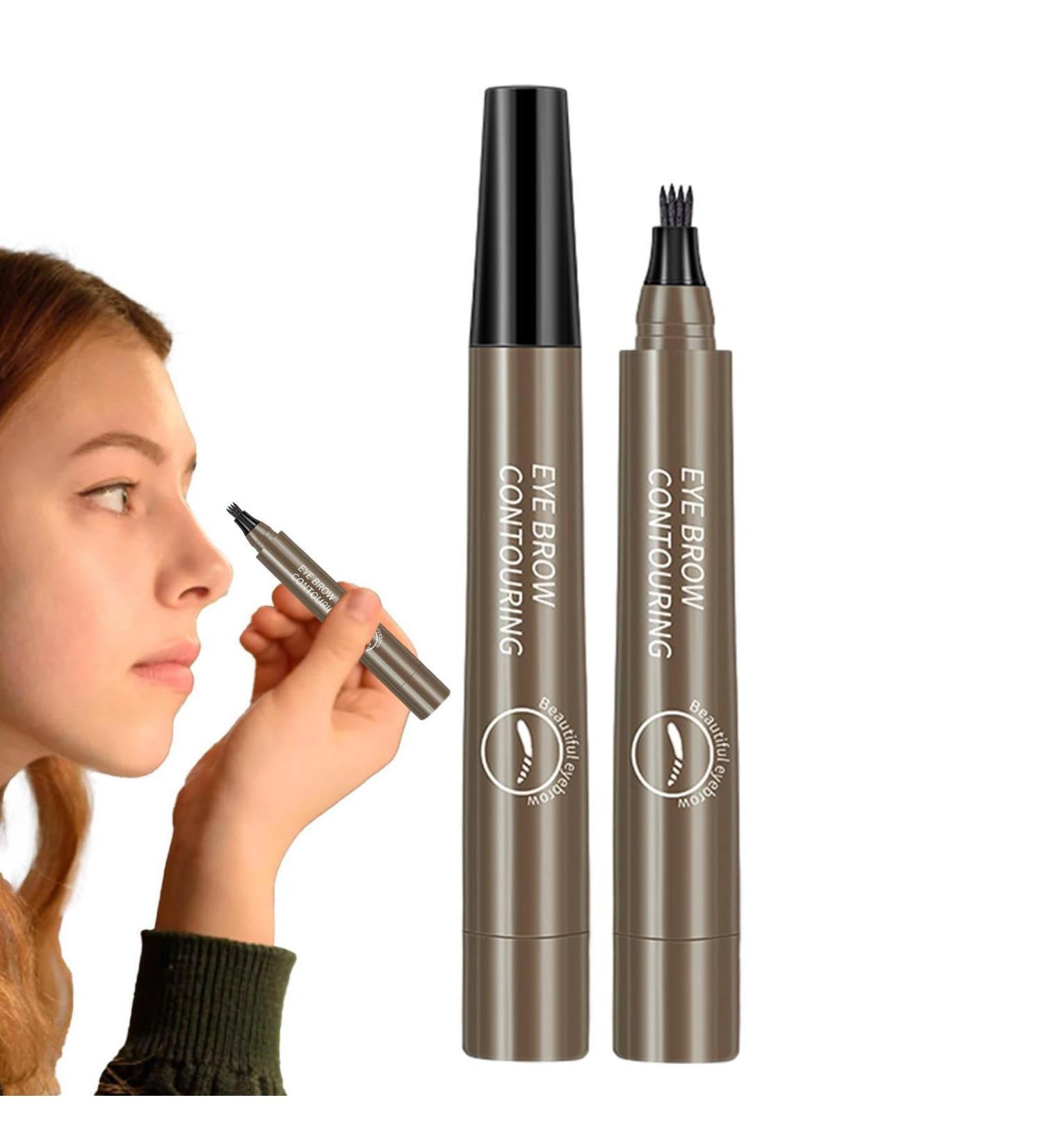 Eyebrow Liquid Pen 4 Point Eyebrow Marker Pen Pencil | Quick Dry Eyebrow Marker Nature Simulation Long Wear No Smudge For Daily Makeup Hersil Gray Brown - Buy Online on GoSupps.com