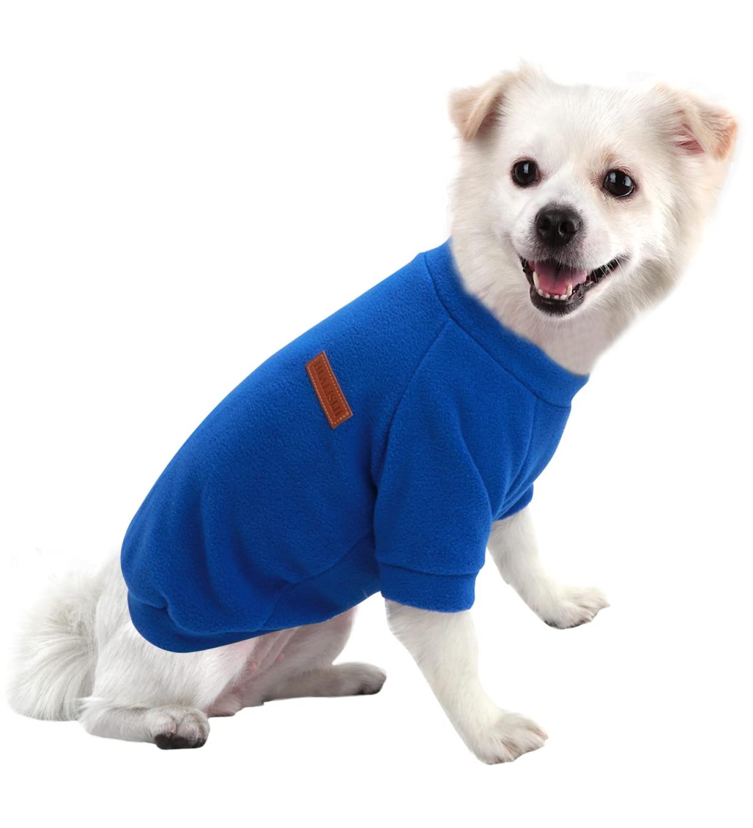 Hualisiji Fleece Dog Sweater - Warm & Lightweight Large Dog Sweatshirt in Soft Textures - Easy to Wear - Available in Light Colors (S Dark Blue) - Buy Online on GoSupps.com