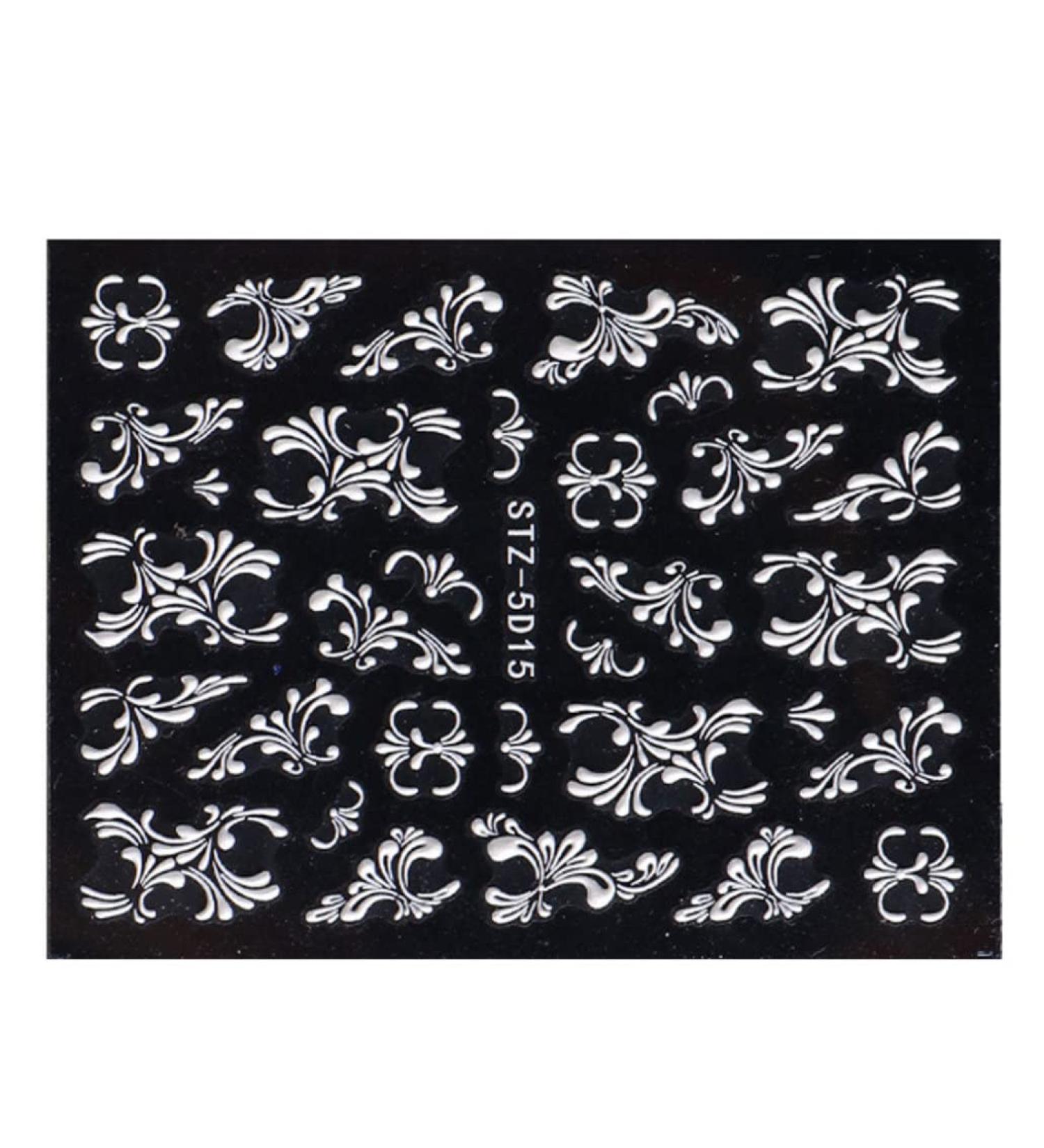 Flower Nail Stickers 5D Lace Engraved Nail Decal Self Adhesive Carving DIY Nail Art 7 Nail ornament Style 7 - Buy Online on GoSupps.com