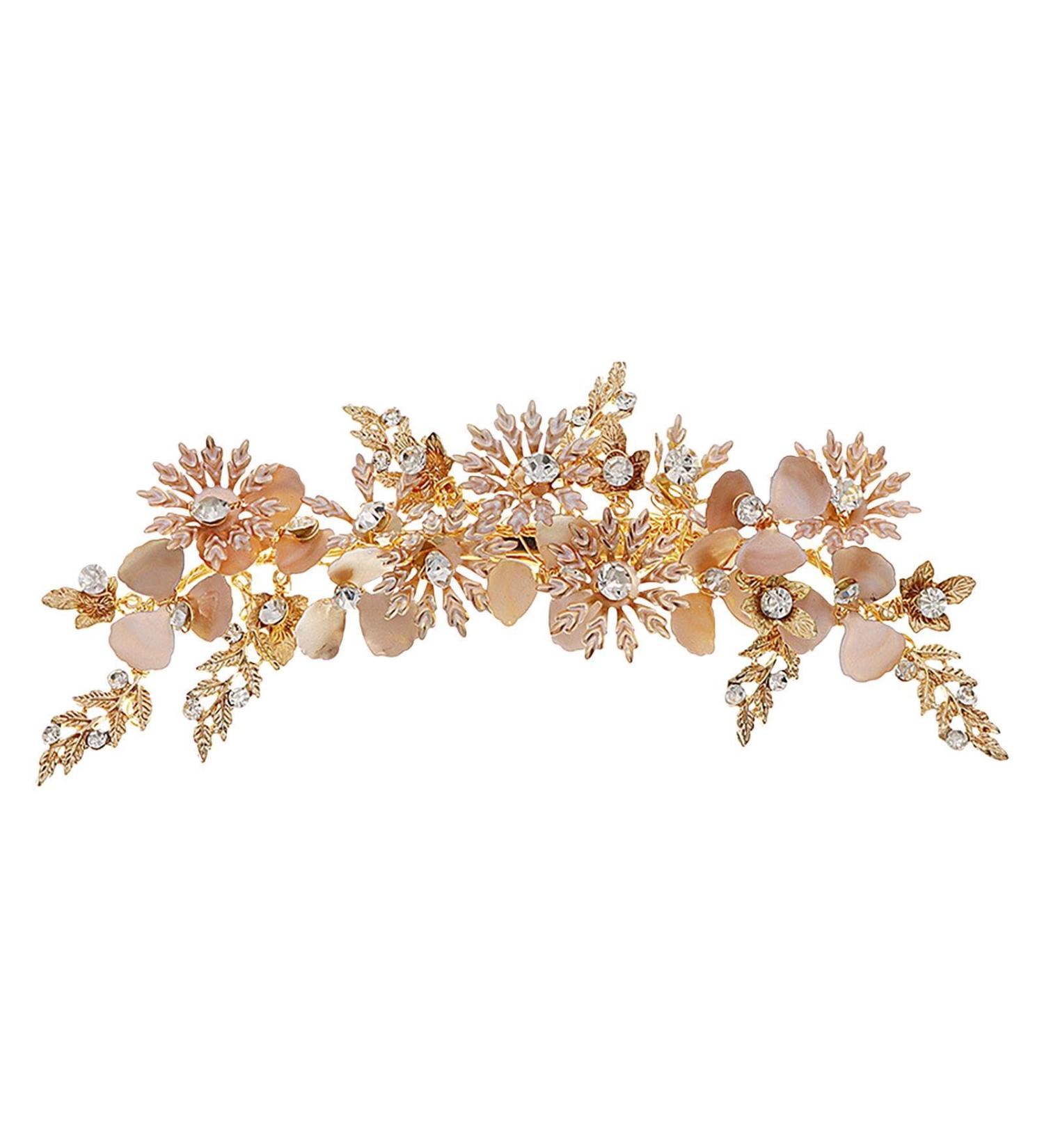 Golden Hair Clips | Golden Sparkly Hairpins - Retro Handmade Hair Accessories for Gatherings Festivals Wedding Events - Buy Online on GoSupps.com