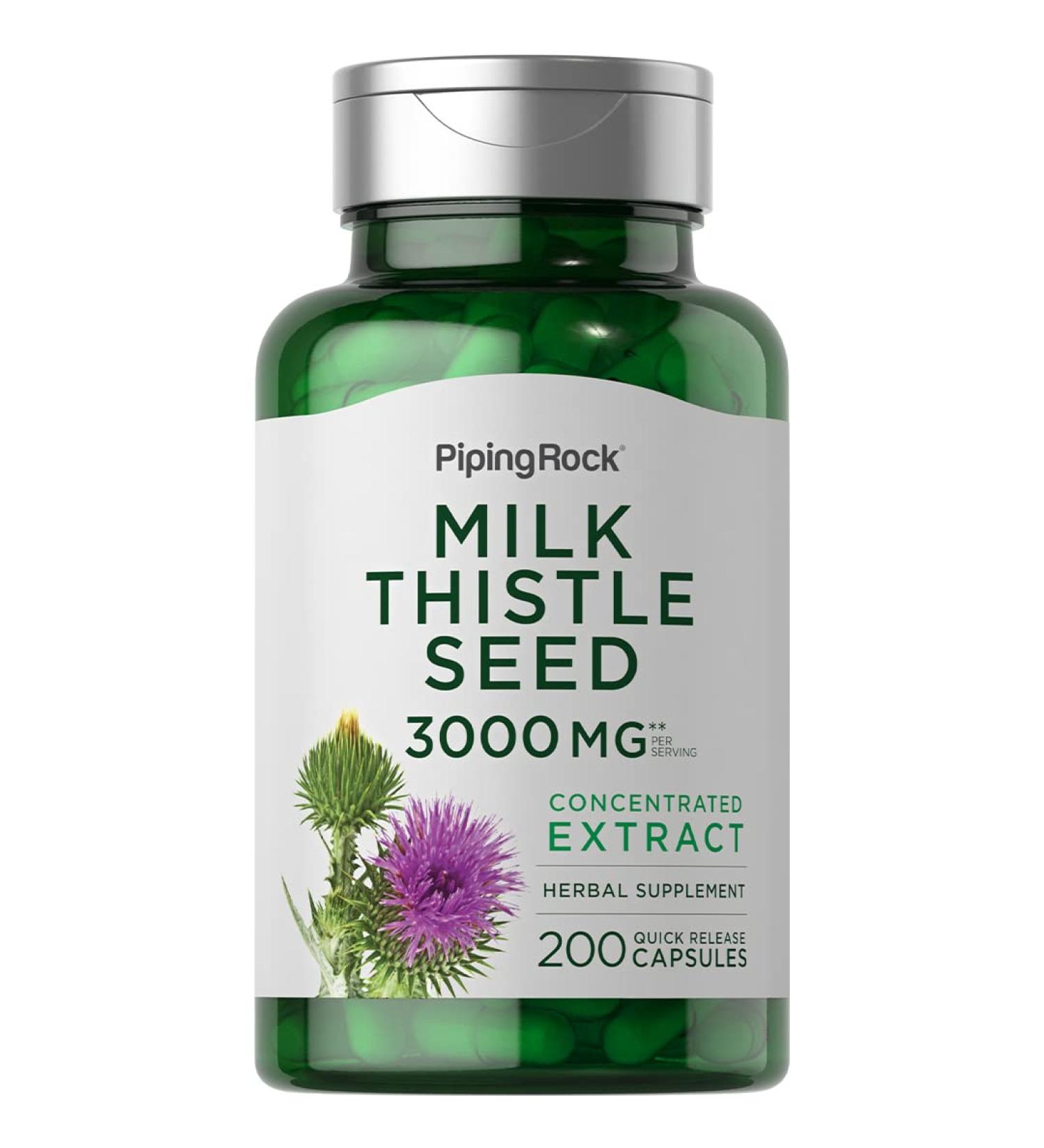 Piping Rock Milk Thistle Extract 3000mg 200 Capsules | Herbal Non-GMO Gluten-Free Supplement - Buy Online on GoSupps.com