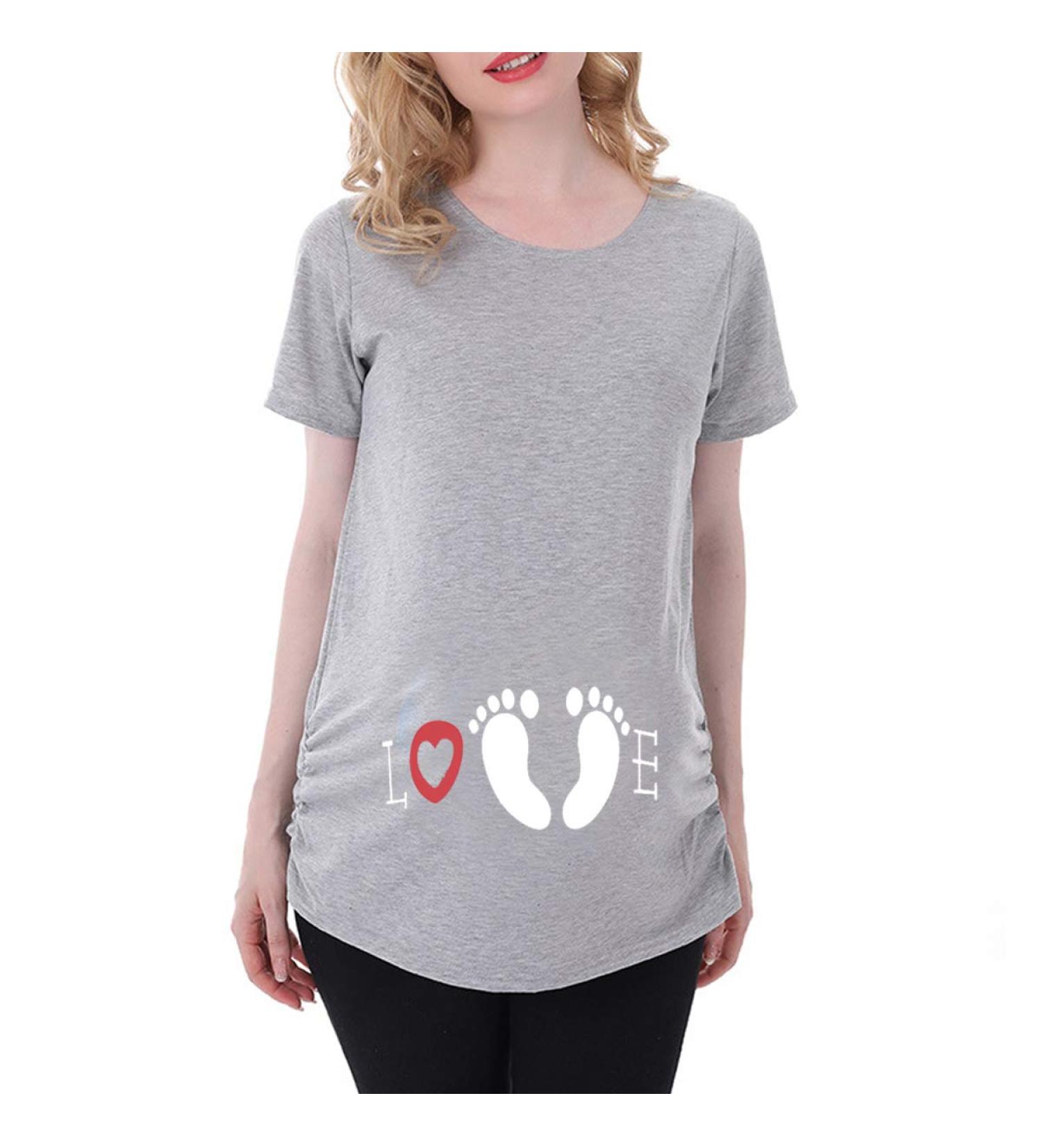 Maternity Funny Pregnancy Tee | Short Sleeve Pregnant Women T Shirt (Love Grey, XL) - Buy Online on GoSupps.com