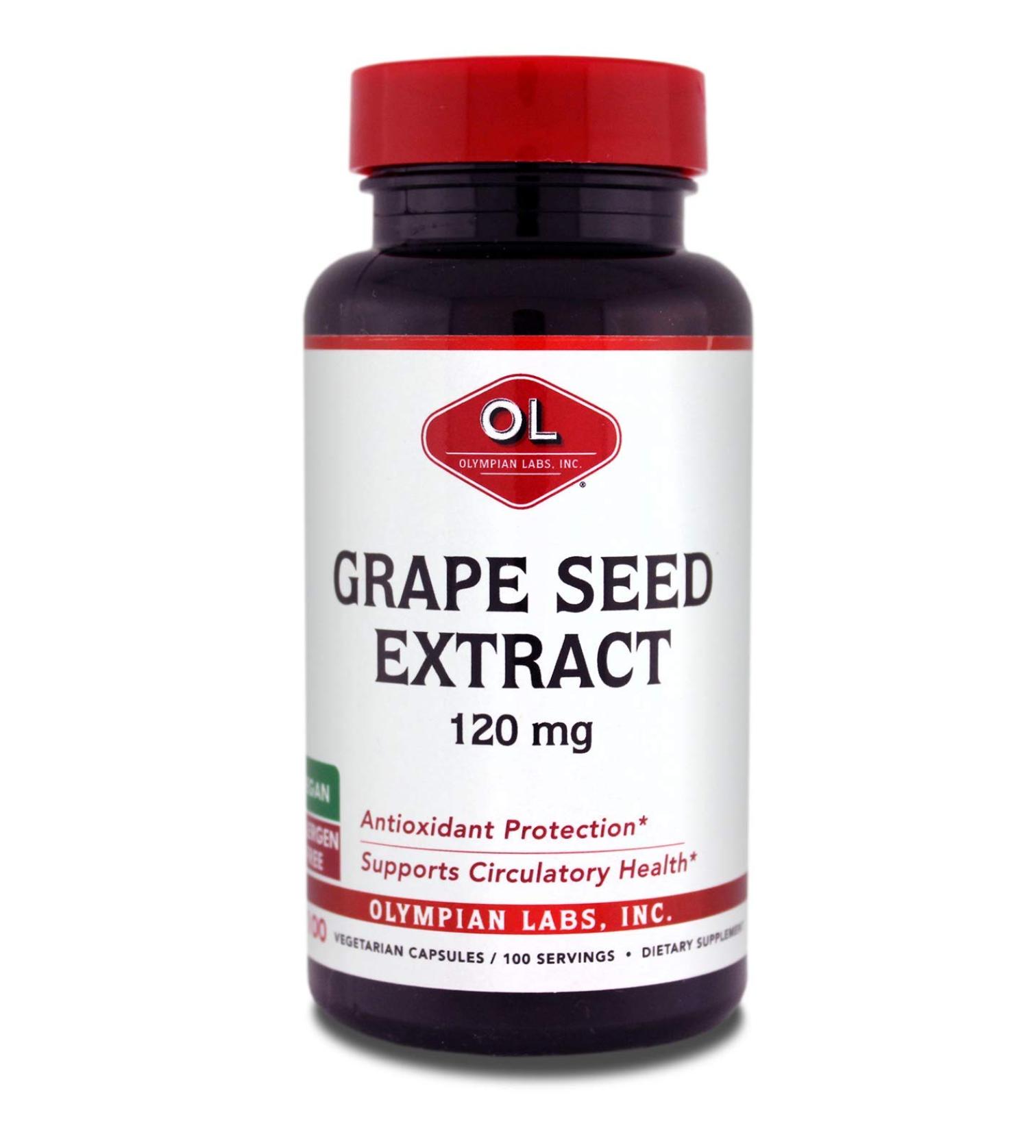 Olympian Labs Grape Seed Extract Capsules - 120 mg - 100 Daily Capsules Supporting Heart Health and Antioxidant Protection - Buy Online on GoSupps.com