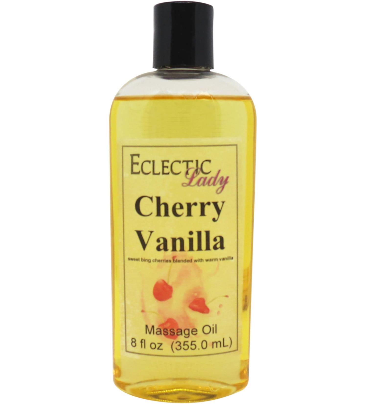 Cherry Vanilla Massage Oil 8 oz | Preservative Free with Sweet Almond & Jojoba Oil | Perfect for Aromatherapy & Relaxation - Buy Online on GoSupps.com
