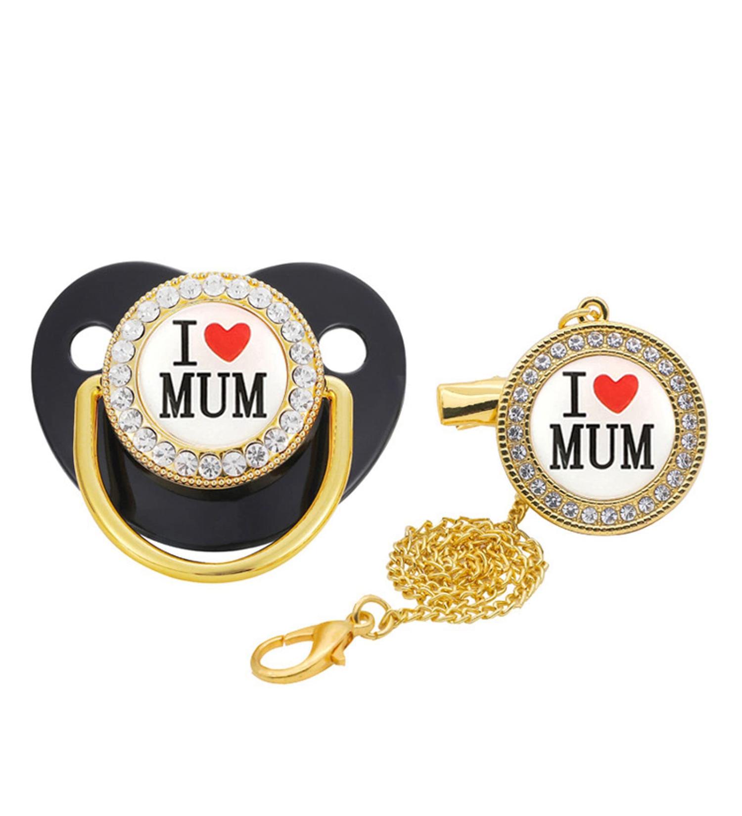 Juanmao Newborn Cherry Shape Pacifier & Pacifier Chain - BPA Free Jaw-Friendly for 18-36 Months - I Love Mum Design - Perfect for Boys & Girls - Buy Online on GoSupps.com