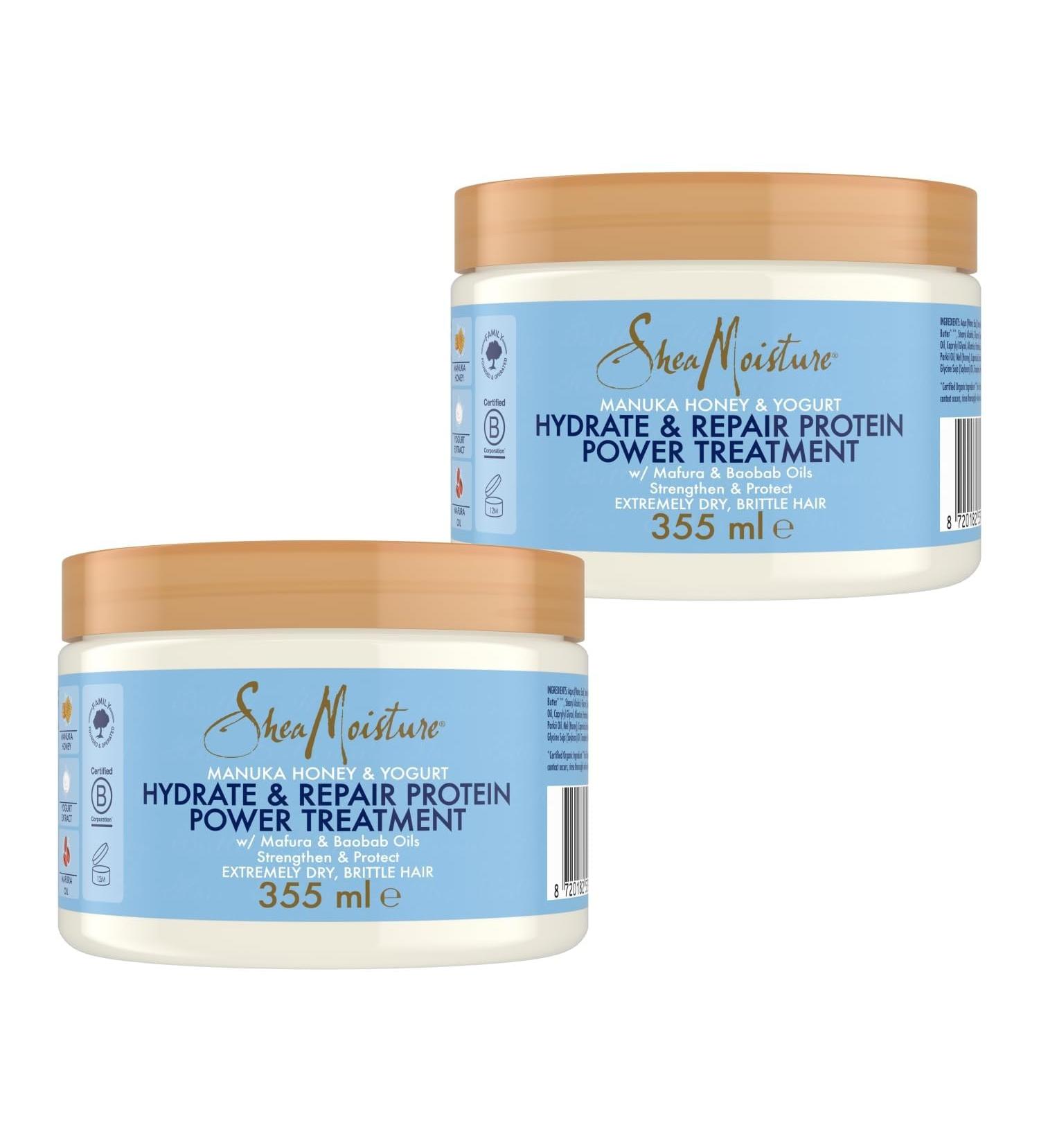Unilever SheaMoisture Protein Power Treatment for extremely dry and brittle hair Hydrate & Repair restores and hydrates 2 x 355 ml - Buy Online on GoSupps.com