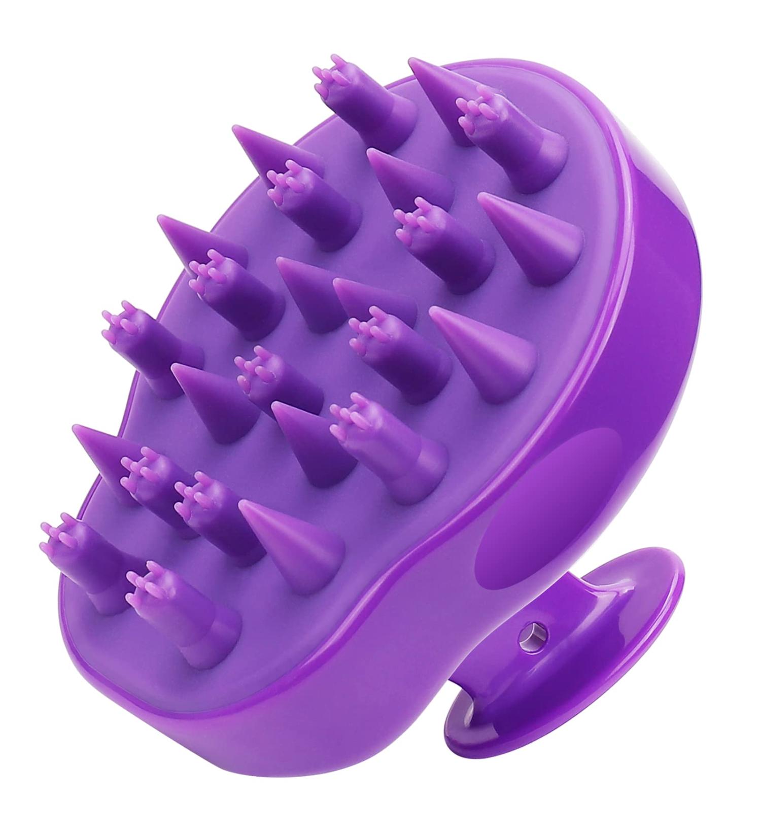 Fretech Purple Scalp Massage Brush - 2 Silicone Bristle Types for Sensitive Scalps Deep Cleaning and Hair Growth Stimulation - Buy Online on GoSupps.com