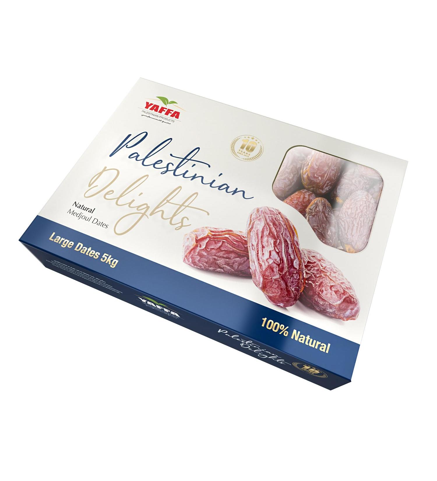  Yaffa Palestinian Delights Delicious and Juicy Medjool Dates Grade 2 (Large) 5 kg Box All natural no added sugar no additives sustainably grown Palestinian dates and - Buy Online on GoSupps.com