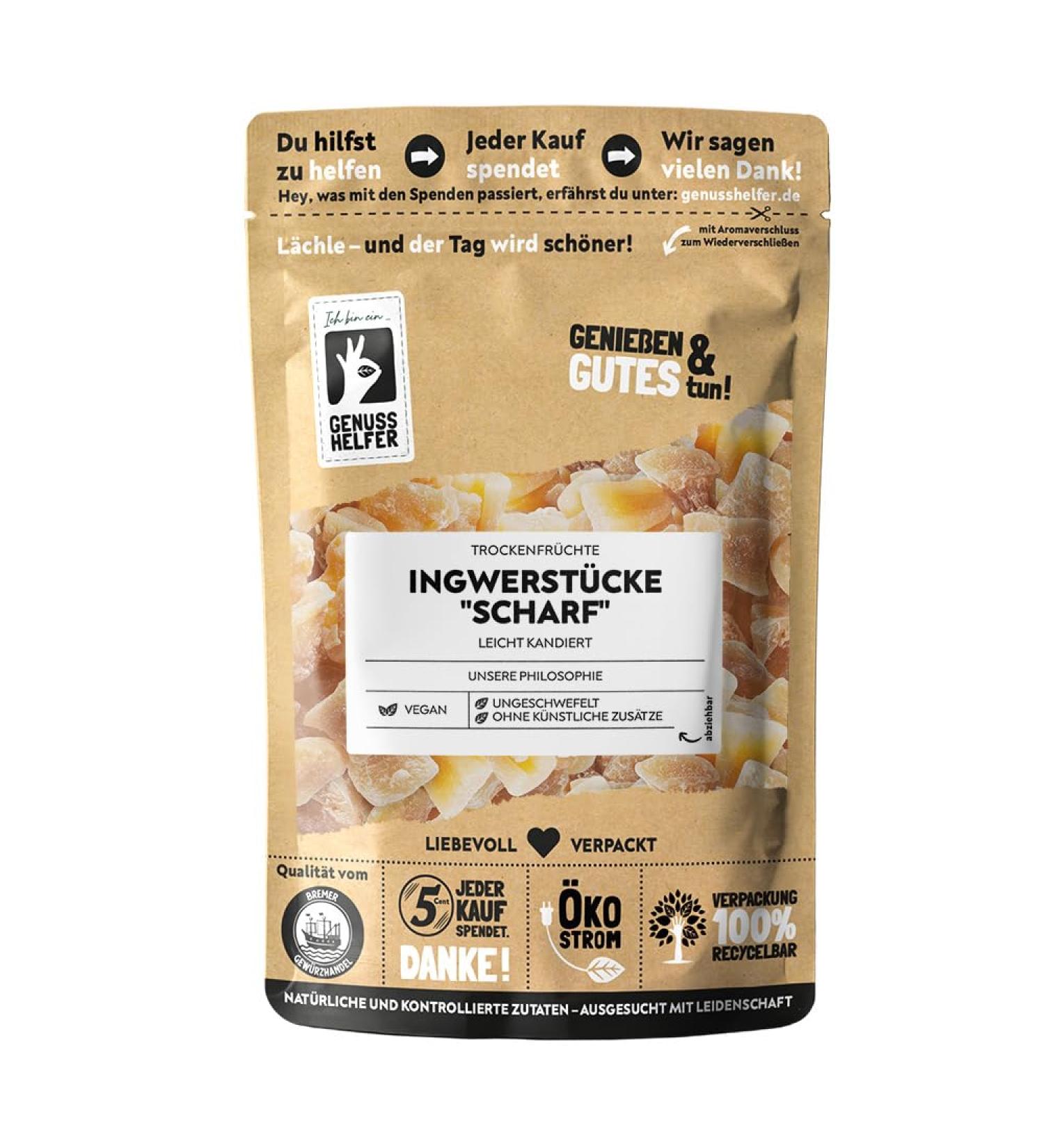 Bremer Gew rzhandel Ginger Diced Pieces - Aromatic Spicy Unsulphured Dried Fruits | 200g for International Shipping - Buy Online on GoSupps.com