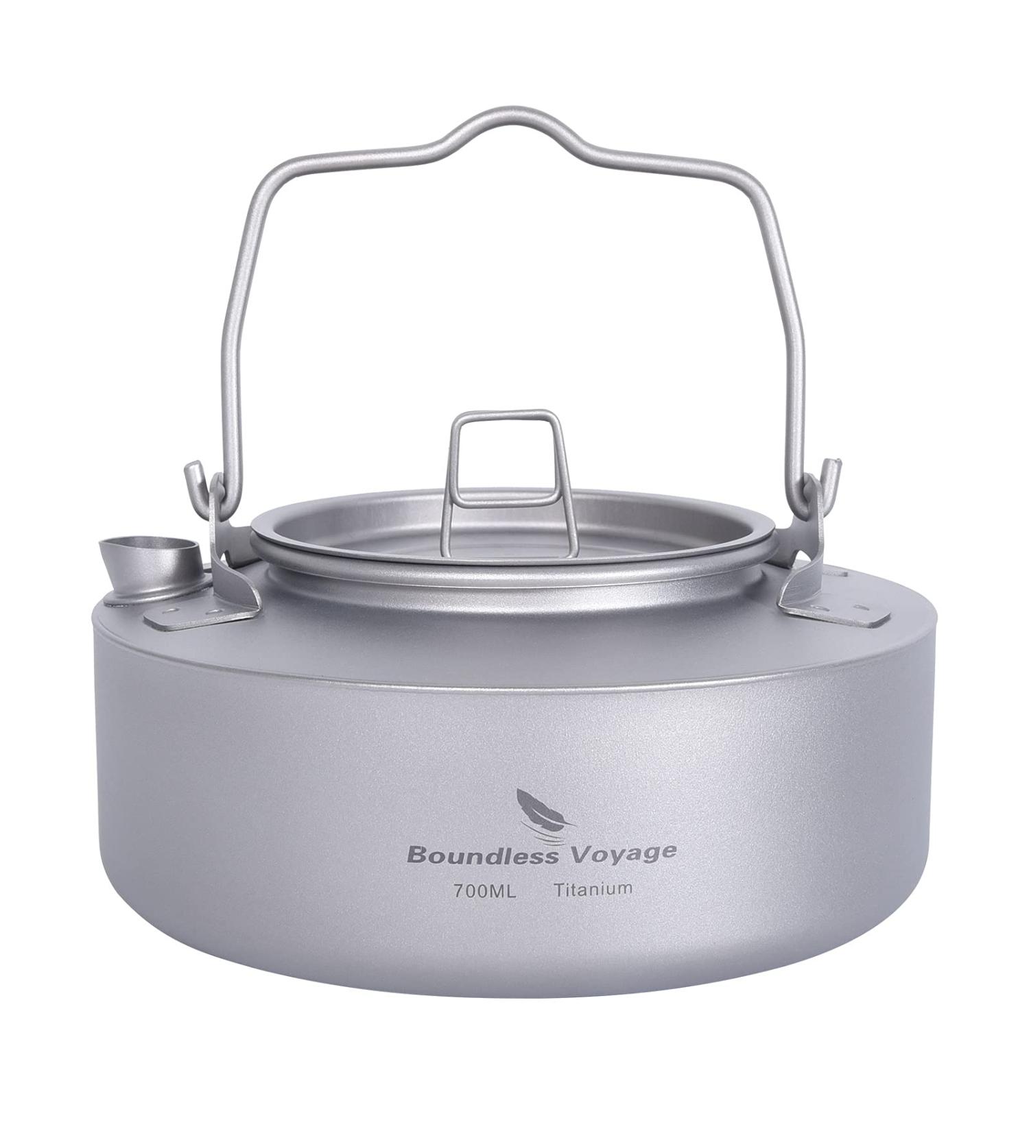 Boundless Voyage 700ml Titanium Kettle - Ultralight Portable Teapot for Outdoor Camping - Grey-Ti3100D - Buy Online on GoSupps.com