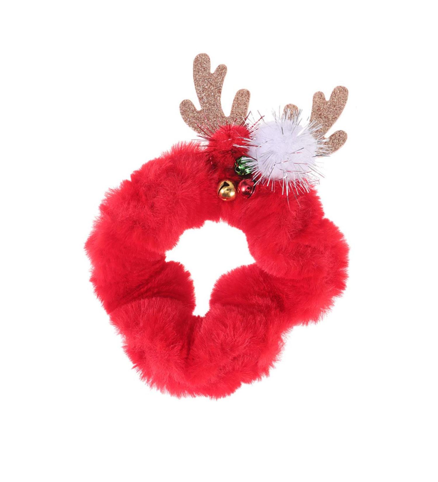 Frcolor Christmas Hair Scrunchie with Glitter Antlers - Plush Elastic Hair Tie | International Shipping - Buy Online on GoSupps.com