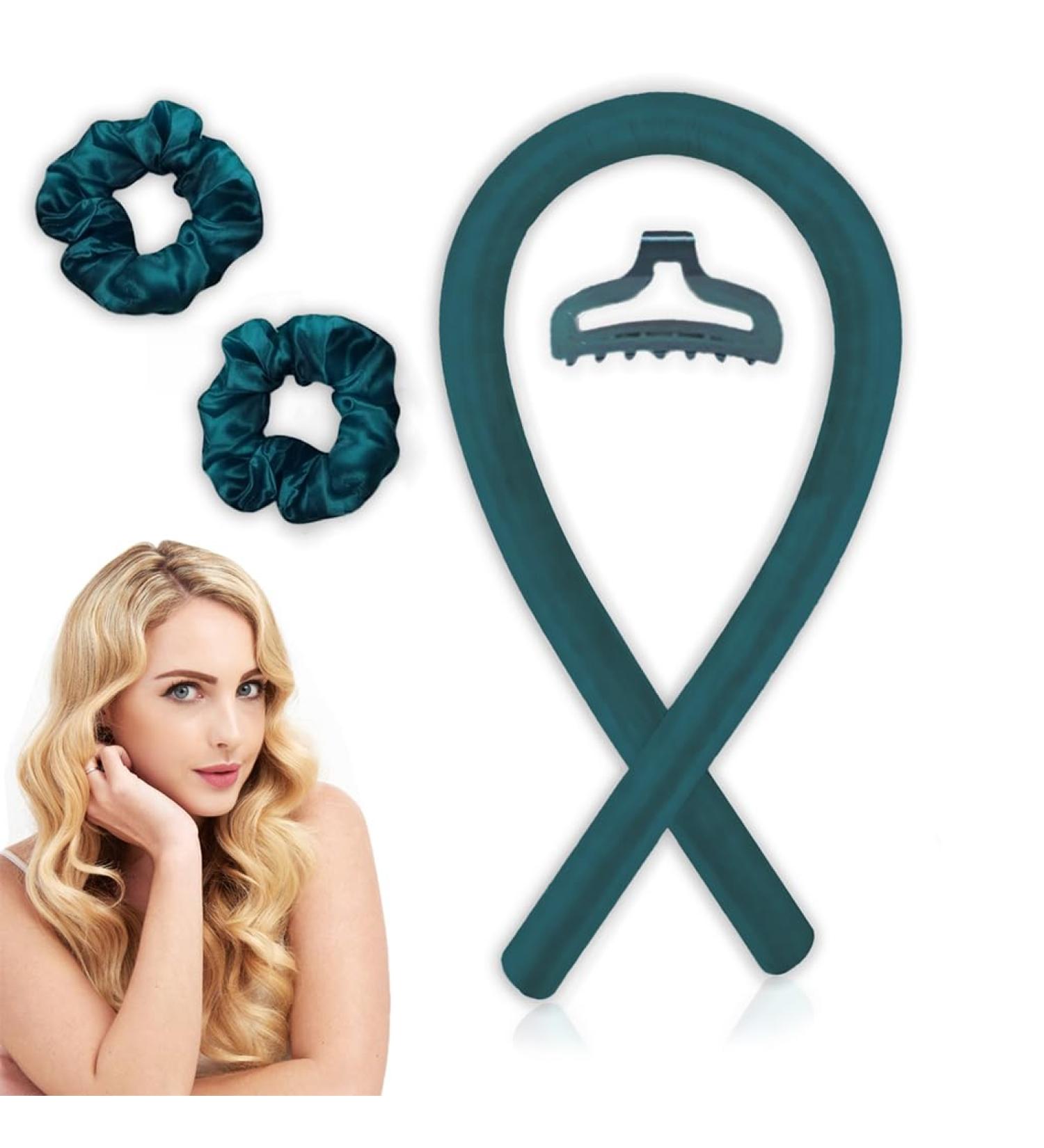 Heatless Curlers Headband -Heatless Curling Rod Headbands Satin set overnight hair no heat curling Wave Roller curler Styling Tools for Long Medium Hair Pink Pack of 1 (Dark green) - Buy Online on GoSupps.com