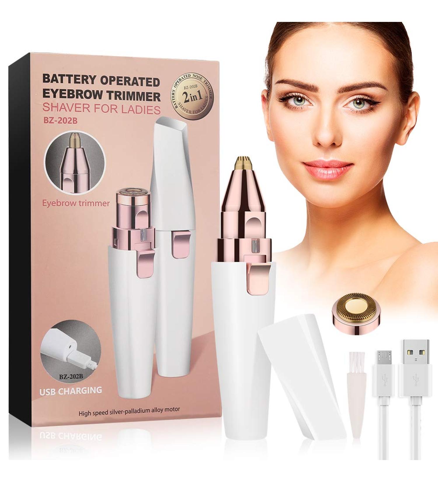 Molbory 2-in-1 Eyebrow Razor & Face Hair Remover for Women | Pain-Free Trimming & LED Light for Eyebrows Lips Chin & Nasal Hair - Buy Online on GoSupps.com