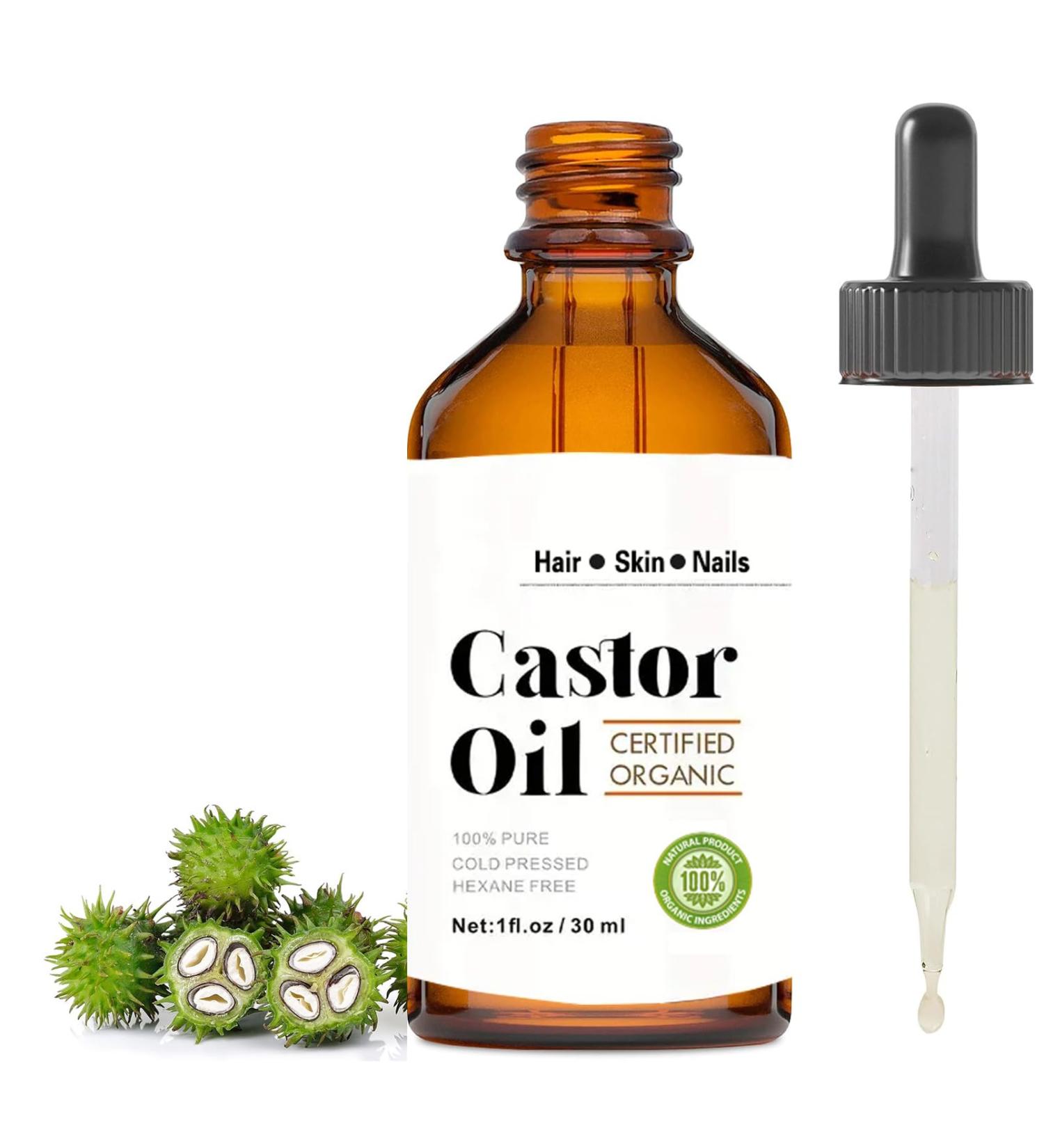 Organic Castor Oil for Eyelashes and Eyebrow Growth 30ML Cold Pressed Castor Oil for Hair Growth Nails & Skin Pure Naturals Cold Pressed Hair Growth Oil for Women Men - Buy Online on GoSupps.com