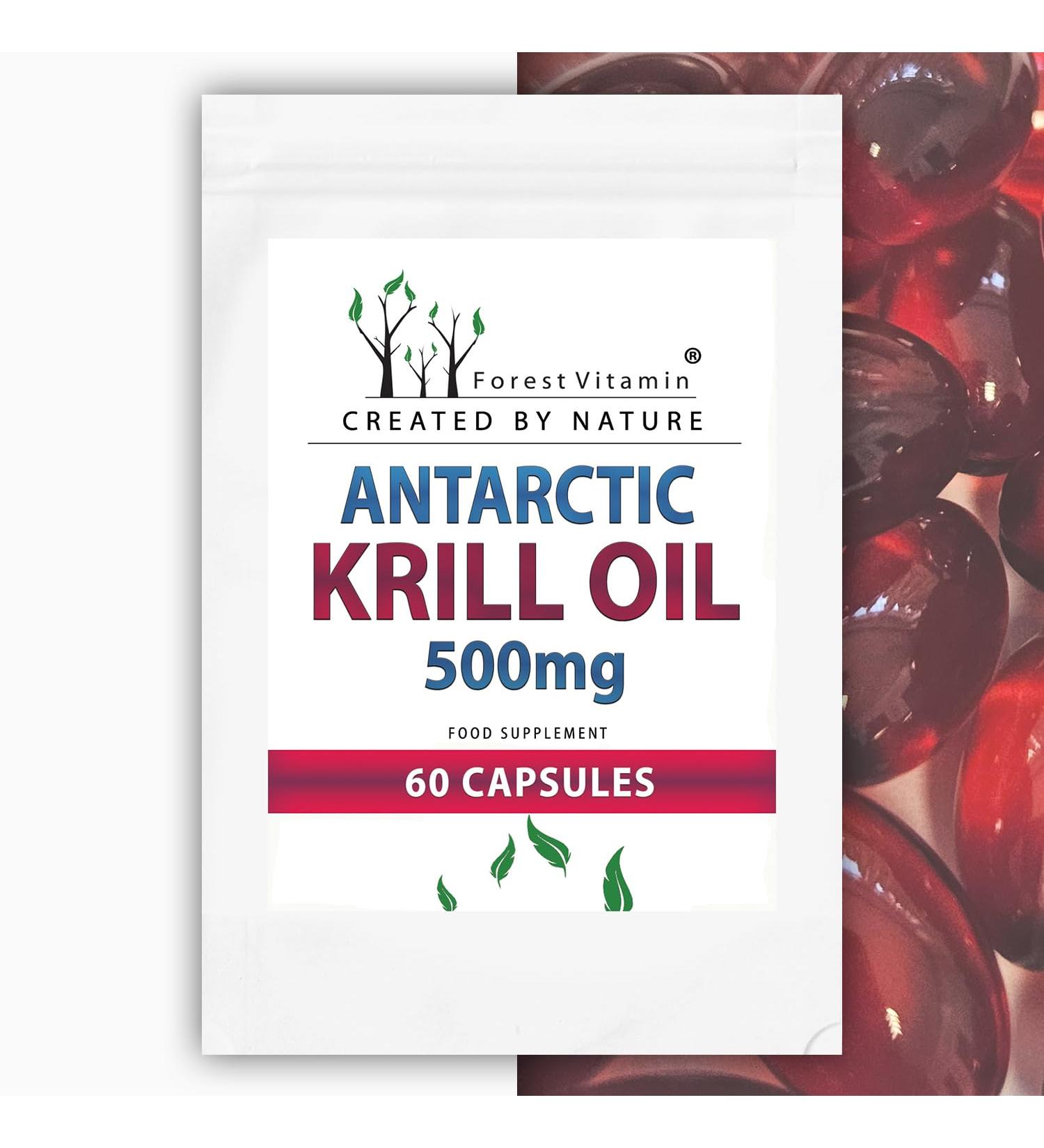 Forest Vitamin Antarctic Krill Oil 500mg - 60 Capsules | Premium Krill Oil Supplement for Health & Beauty | Euphausia Superba Extract - Buy Online on GoSupps.com