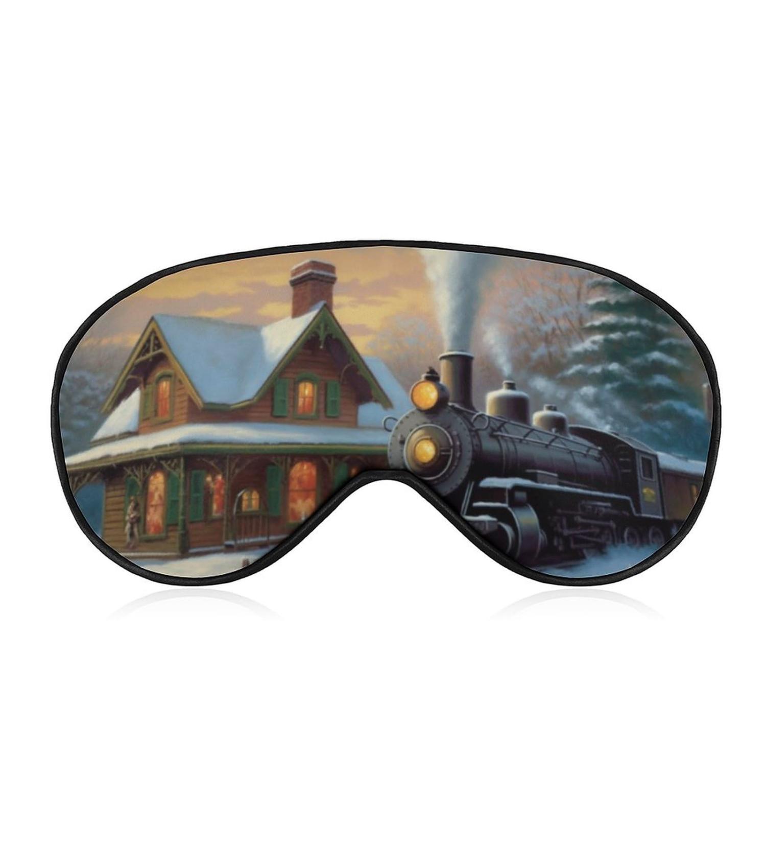 Christmas Train Station Sleep Eye Mask - Elastic Strap/Headband - for Women Men, Travel Nap - Buy Online on GoSupps.com