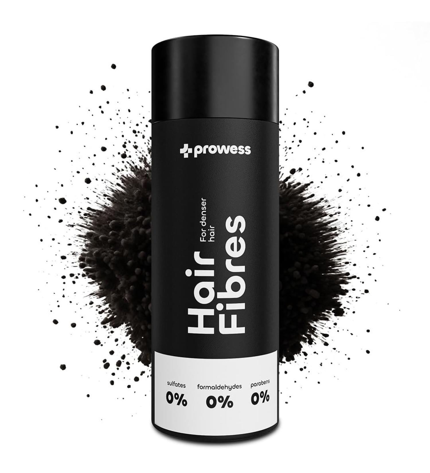 Prowess Dark Brown Hair Fiber - 27g - Natural & Vegan - Texturizes & Densifies - Hair Densifying Powder for Men & Women - Cotton Hair Fiber - Formaldehyde and Sulfate Free - Buy Online on GoSupps.com
