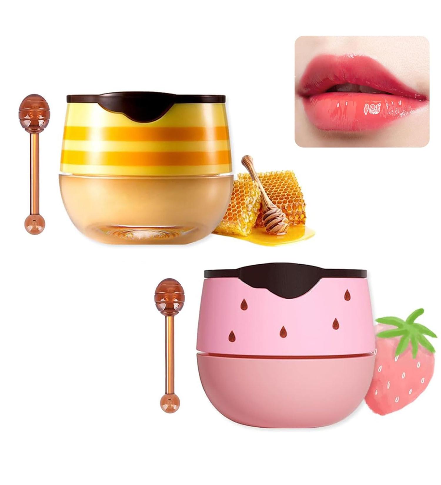 Lip Sleeping Masks Strawberry Lip Mask And Lip Sleeping Mask Honey Moisturizing Lip Balm Set for Dry Chapped Peeling Cracked Lips Lighten Dark Lip Color Wrinkle Lip Repair Protection Lip Balm Set - Buy Online on GoSupps.com