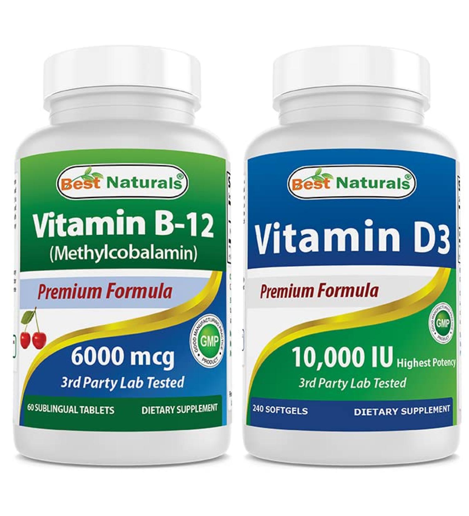 Best Naturals Vitamin B-12 6000 mcg & Vitamin D3 10000 IU - Buy Online on GoSupps.com