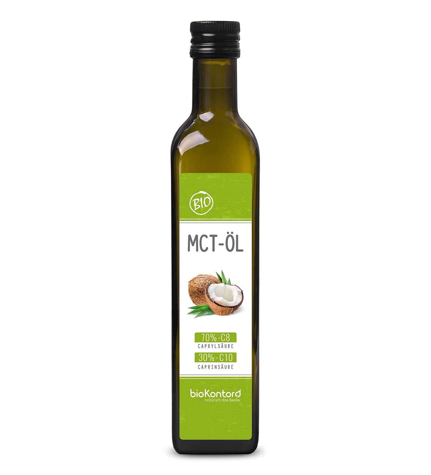 Buy Organic MCT Oil 500ml - 100% Coconut Oil | Premium Quality | 70% Caprylic Acid C8 | Purely Mechanically Manufactured - Biocontor - Buy Online on GoSupps.com