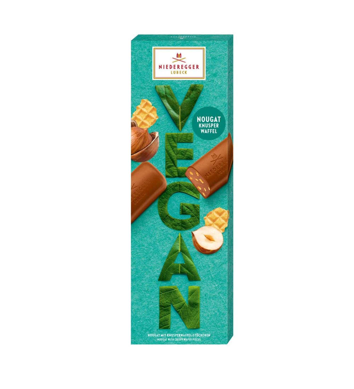 Niederegger Lubek Vegan Nougat - milk chocolate praline loaves with crispy wafer pieces - 100g