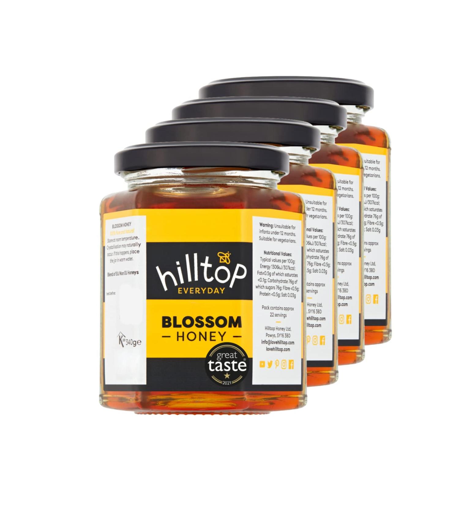 Hilltop Honey Blossom Honey 4 x 340g - Pure Natural Sweetness - Buy Online on GoSupps.com