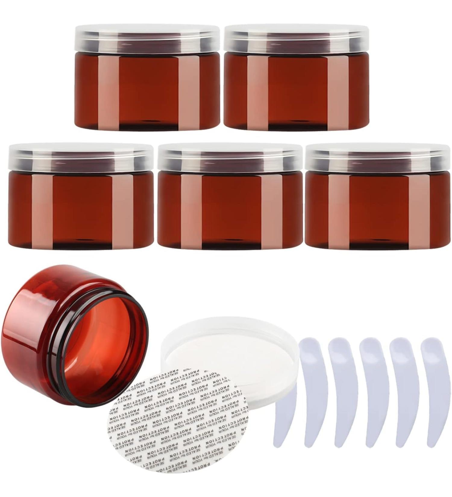 travel pots for cream small pots with lids Pack of 6 100ml Blue Plastic Cream Jars Cosmetic Pots with Clear Lids Containers for Toiletries (Color : Bruin Size : 150ml) 150ml Bruin - Buy Online on GoSupps.com