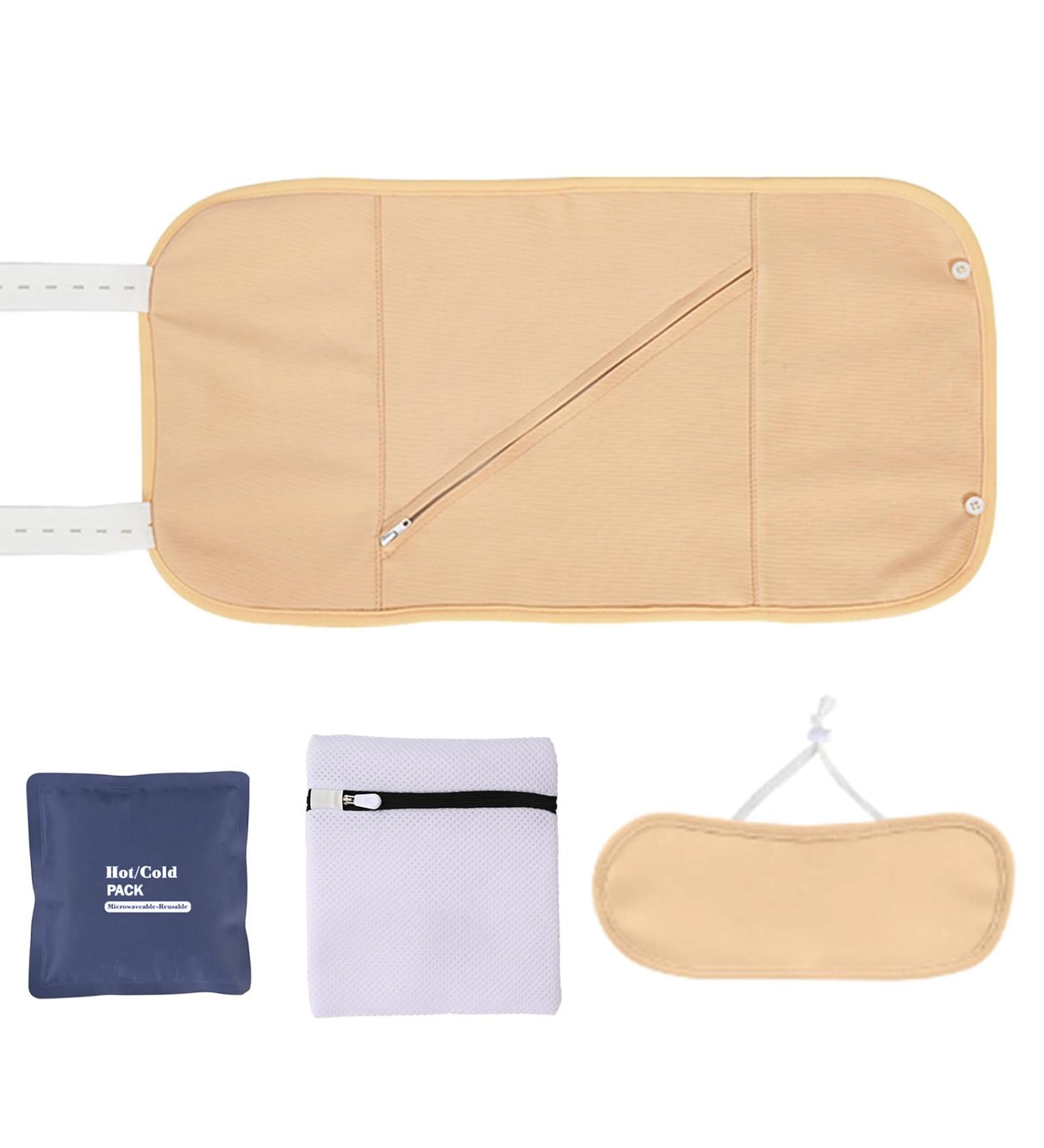 Luojuny Organic Cotton Castor Oil Pack for Liver Detox | Reusable Oversize Compress with Adjustable Straps | Gastrointestinal Wrap Set in Khaki - Buy Online on GoSupps.com