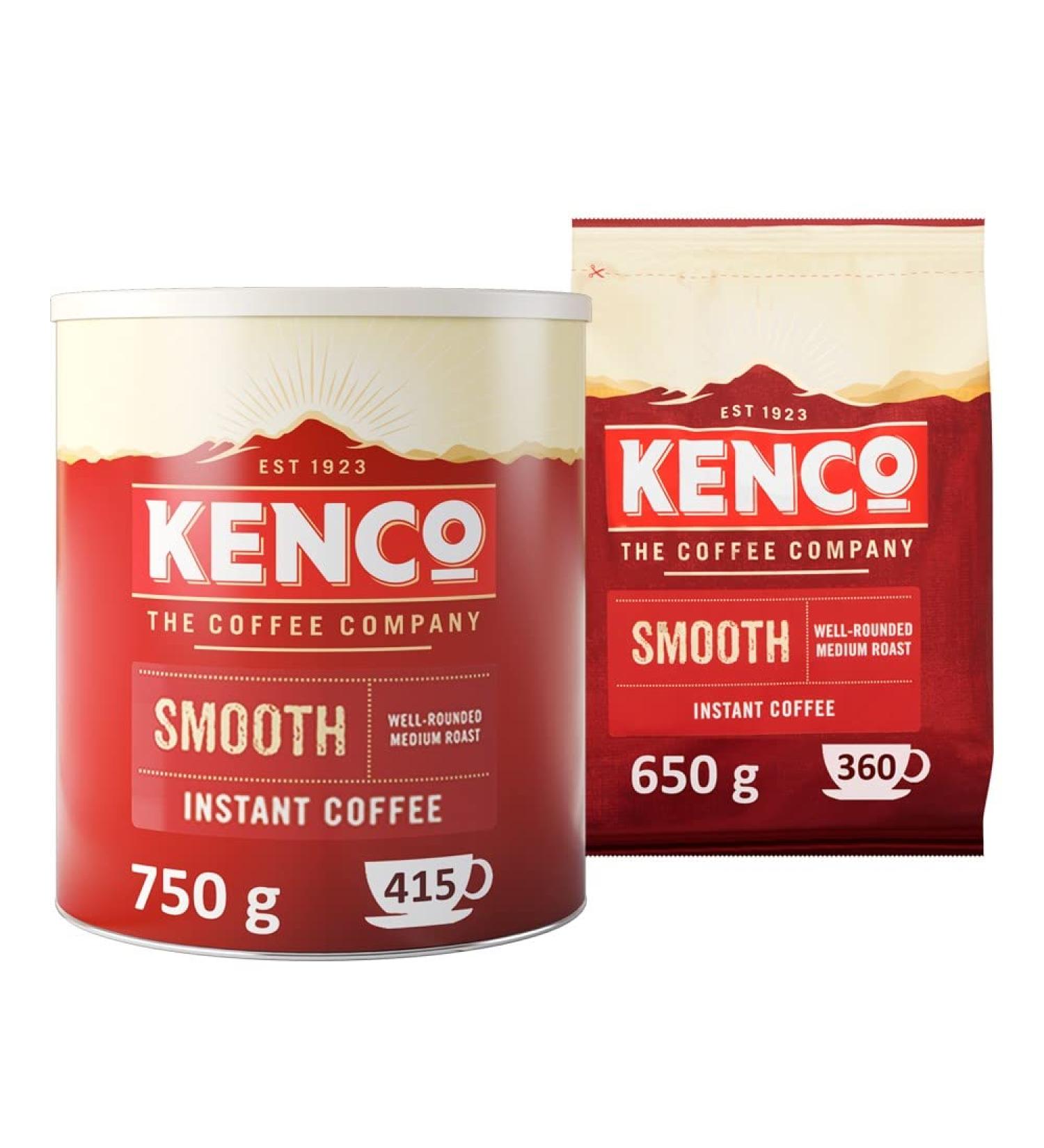 Kenco Instant Coffee Bundle | 1 x Kenco Smooth 750g Tin and 1 x Kenco Smooth 650g Refill Bag - Buy Online on GoSupps.com