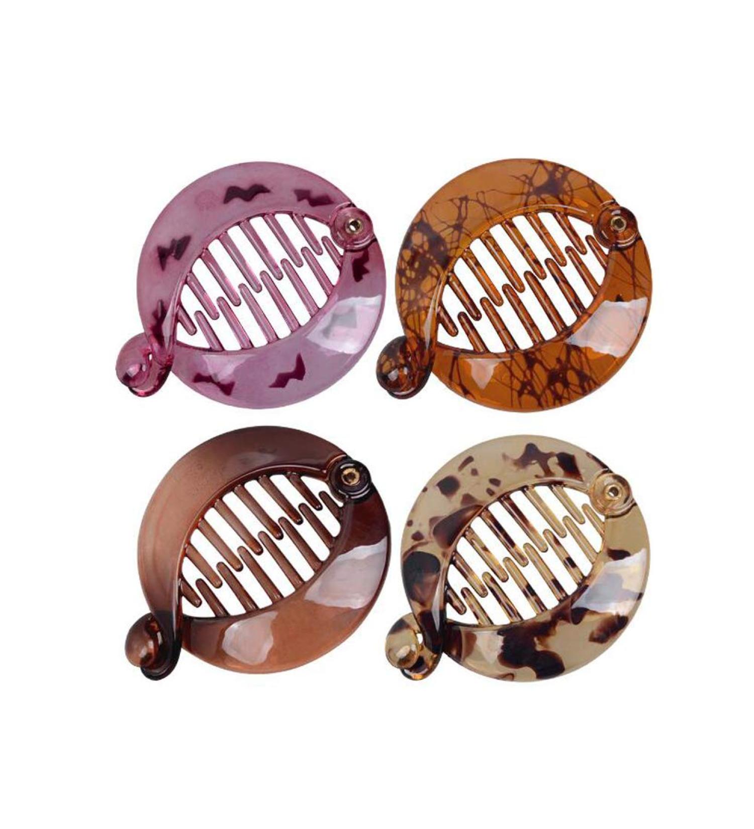 Effortless Banana Fish Hair Clips - 4 Piece Set for Stylish Ponytails | French Round Kamm Pins - Hair Accessories for Women & Girls (Random Color) - Buy Online on GoSupps.com