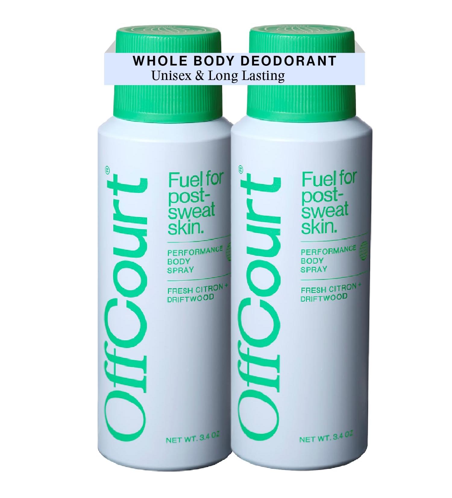 OffCourt - Natural Deodorant Body Spray for Men and Women - Aluminum Free - Whole Body Deodorant for Women and Men - Fresh Citrus and Driftwood Scent 3.4 Ounce (Pack of 2) Fresh Citron + Driftwood 3.4 Ounce (Pack of 2) - Buy Online on GoSupps.com