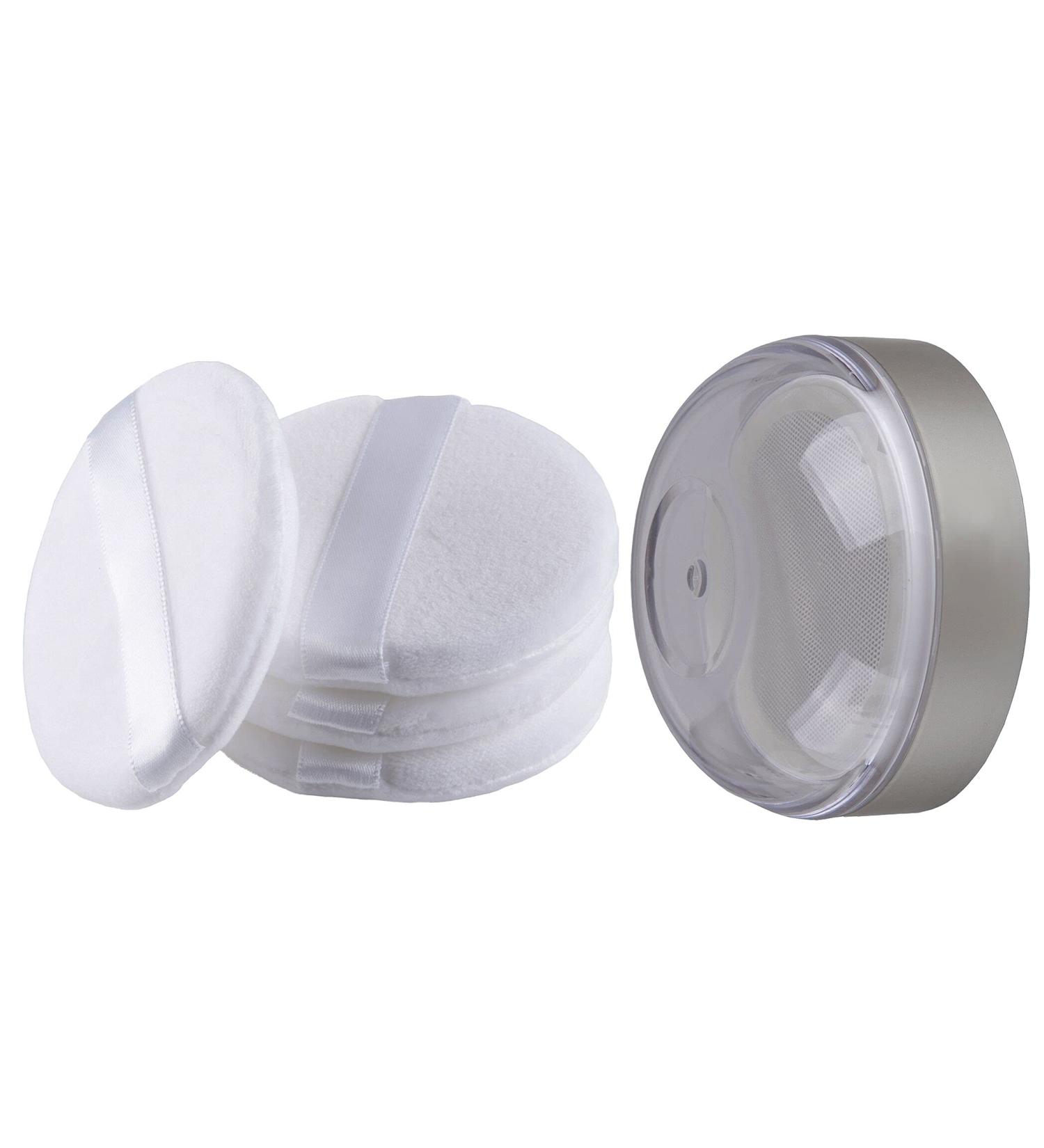 Powder Puff Body Powder Puff and Container Makeup Powder Case Dispensor Face Powder Makeup Jar Travel Multi-purpose Plastic Empty Body Powder Case with Velour Powder Puff & Elasticated Net Sifter. - Buy Online on GoSupps.com