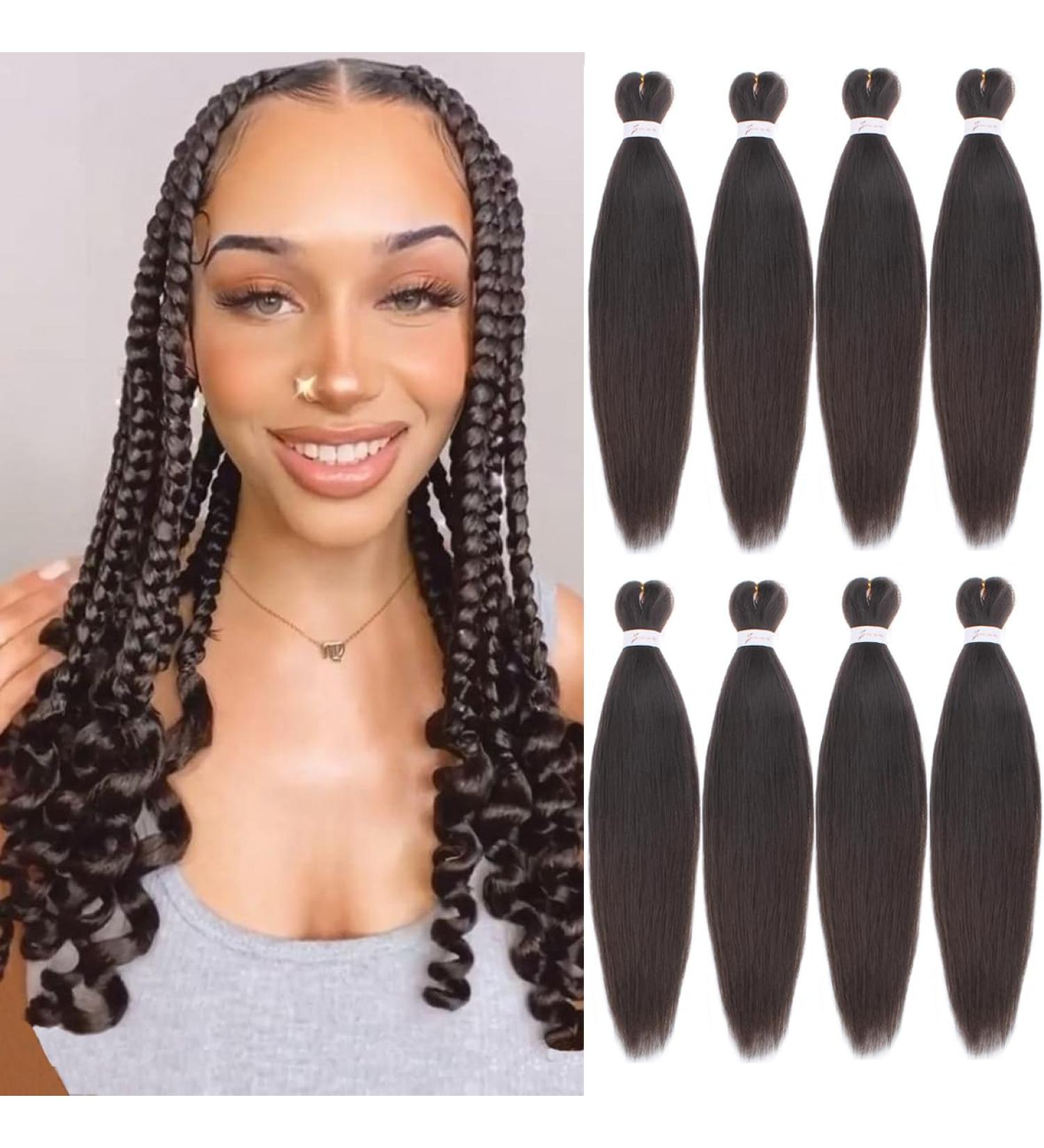 Leeven 16 Inch Pre Stretched Braiding Hair Black Kanekalon 8 Packs EZ Braiding Hair Crochet Braiding Hair Extensions /4# 16 Inch (Pack of 8) 4# - Buy Online on GoSupps.com
