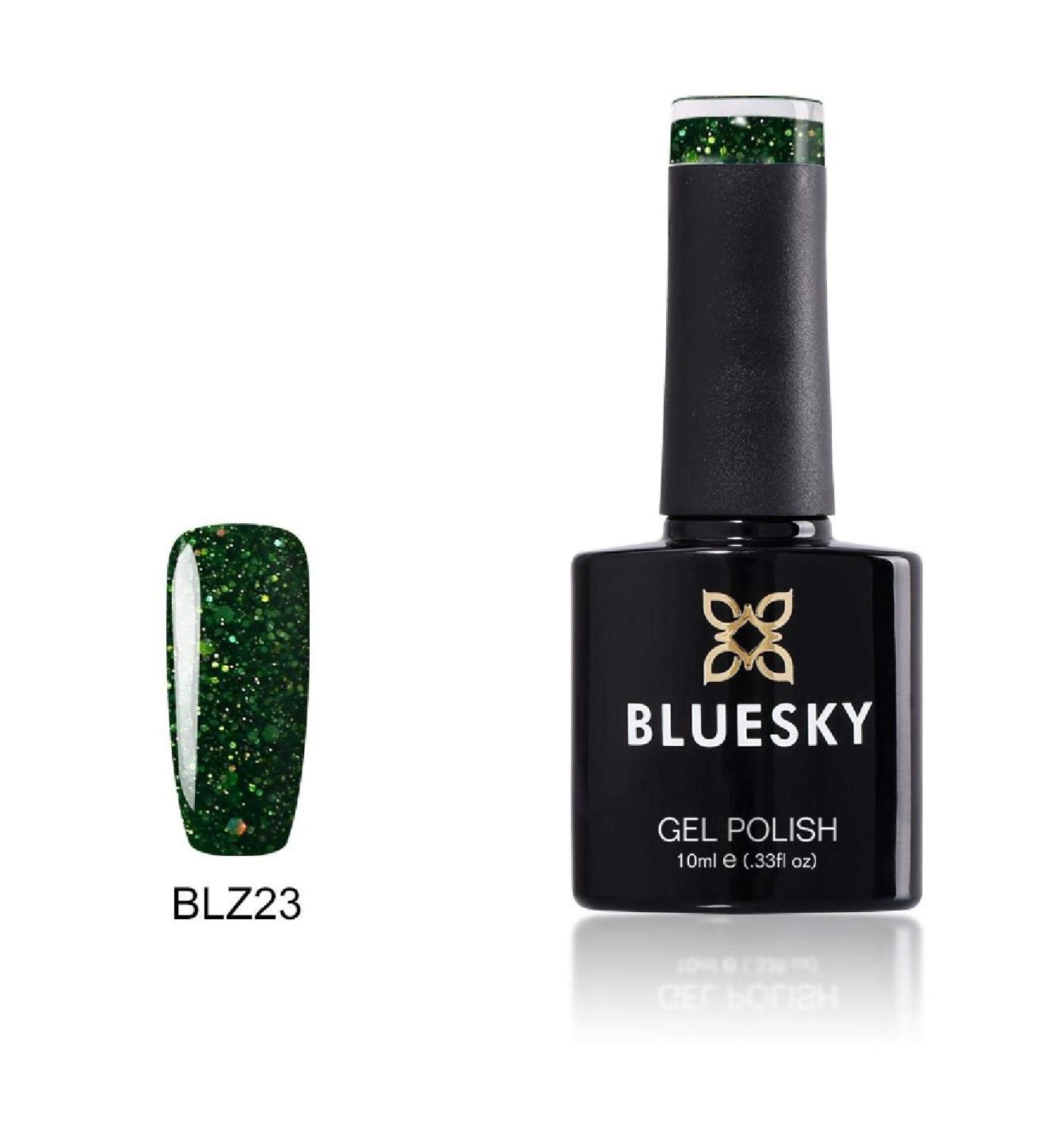 Bluesky Gel Nail Polish Fir Green Blz23 Dark Green Glitter Long Lasting Chip Resistant 10 ml (Requires Curing Under UV LED Lamp) - Buy Online on GoSupps.com