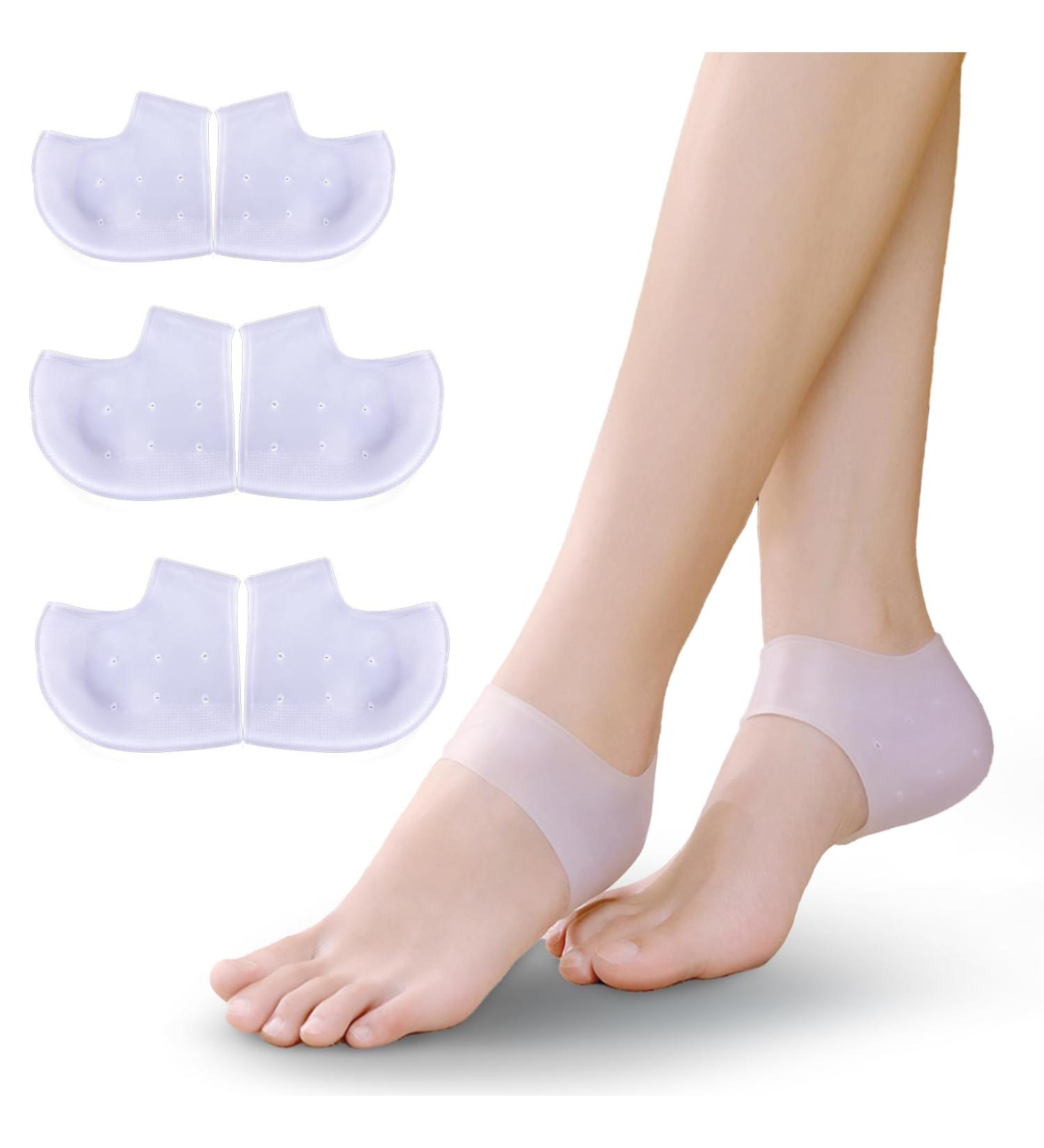 Gel Heel Cups (3 Pairs) - FSA/HSA Eligible Moisturizing Relief for Heel Pain & Dry Cracked Heels Achilles Tendinitis - Medical Grade Silicone Inserts - Buy Online on GoSupps.com