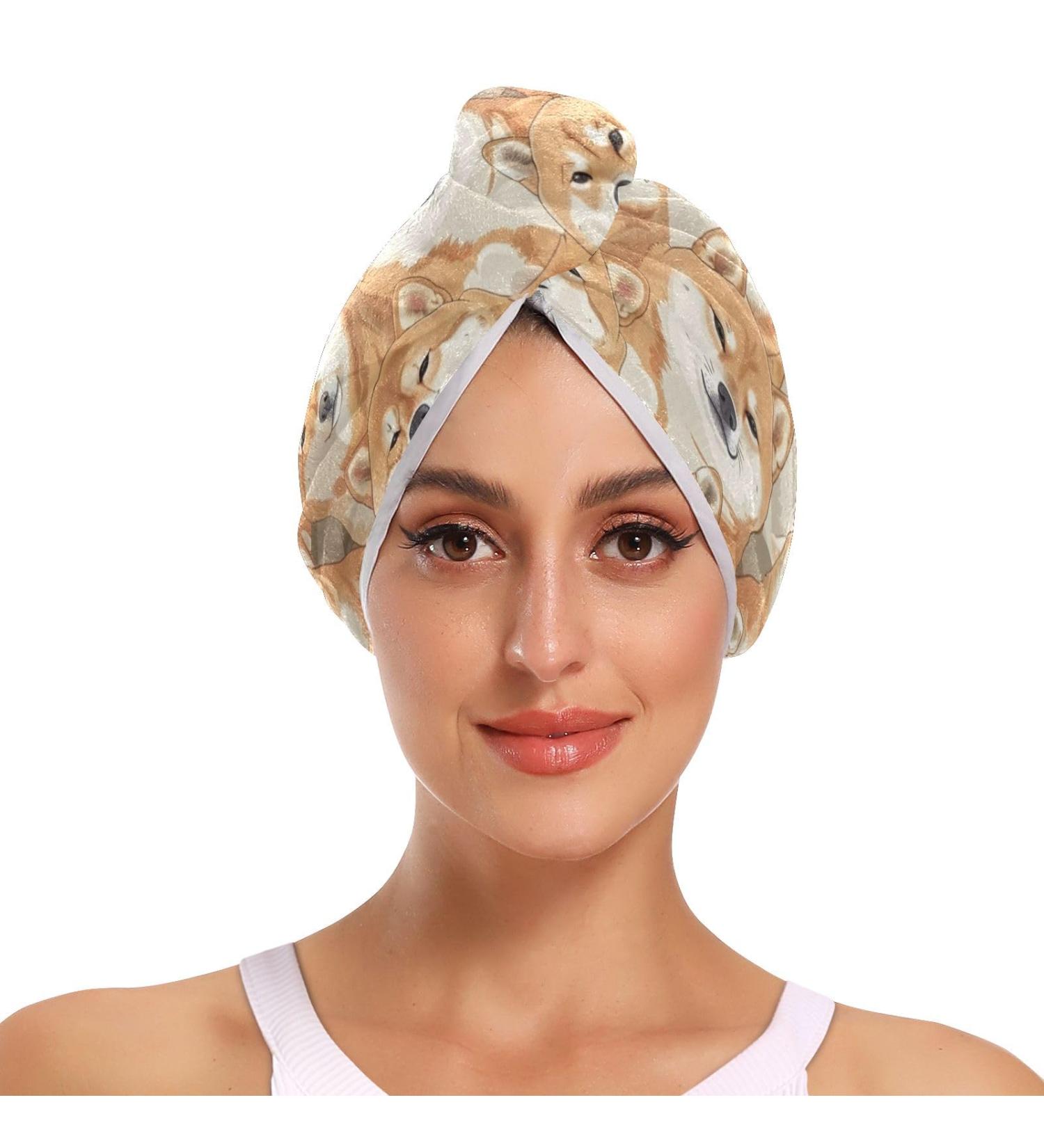 Small Yellow Dog Hair Towel 2 Pack - Super Absorbent Quick Dry Hair Turbans for Women & Girls - Ideal Pet Drying Solution - Buy Online on GoSupps.com
