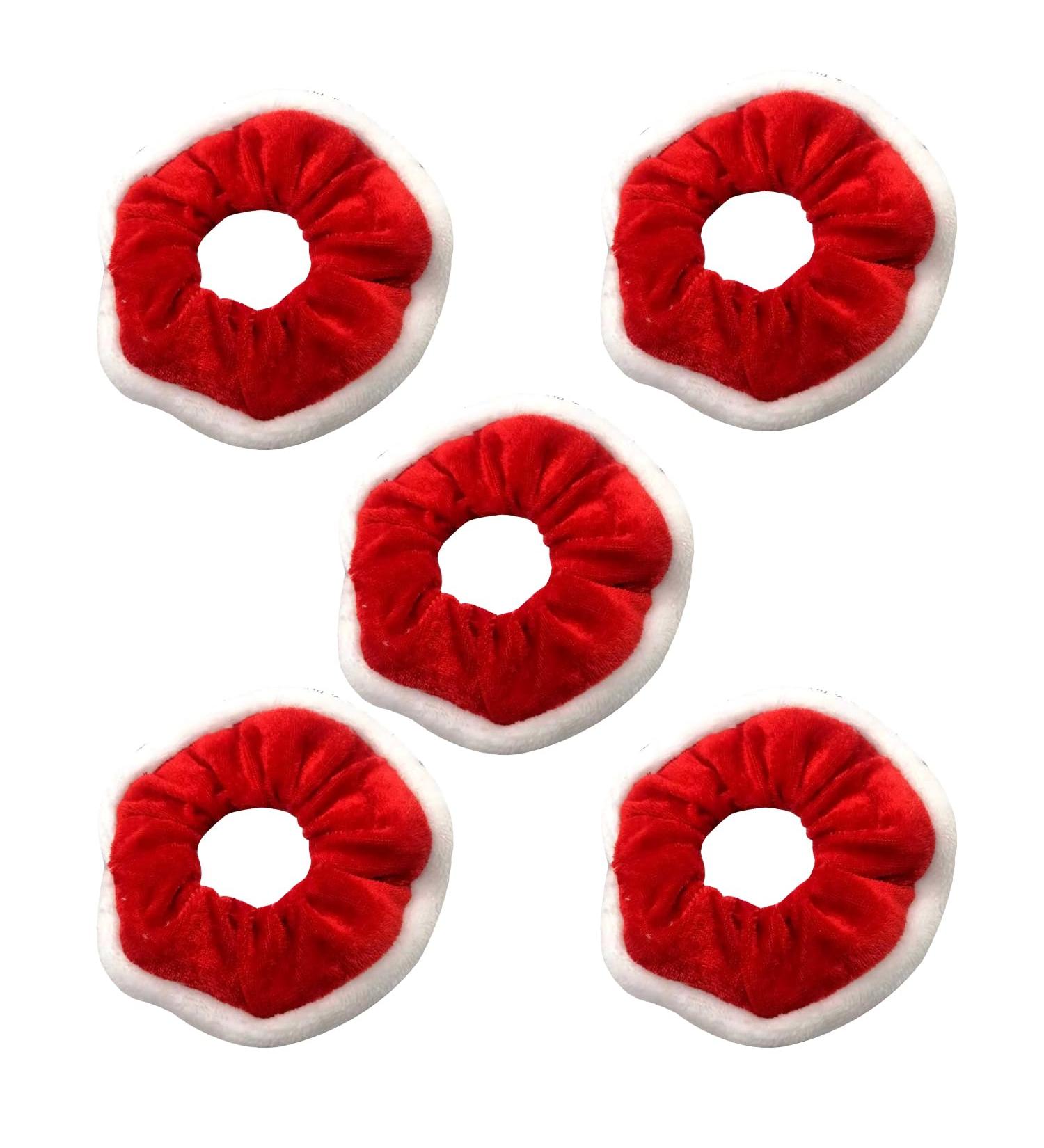 JNAWA 5Pieces Hair Scrunchies Christmas Bobble Elastic Hair Band Red Velvet and White Fur Trim Hair Scrunchie for Ladies Ponytail Holders Hair Accessories - Buy Online on GoSupps.com