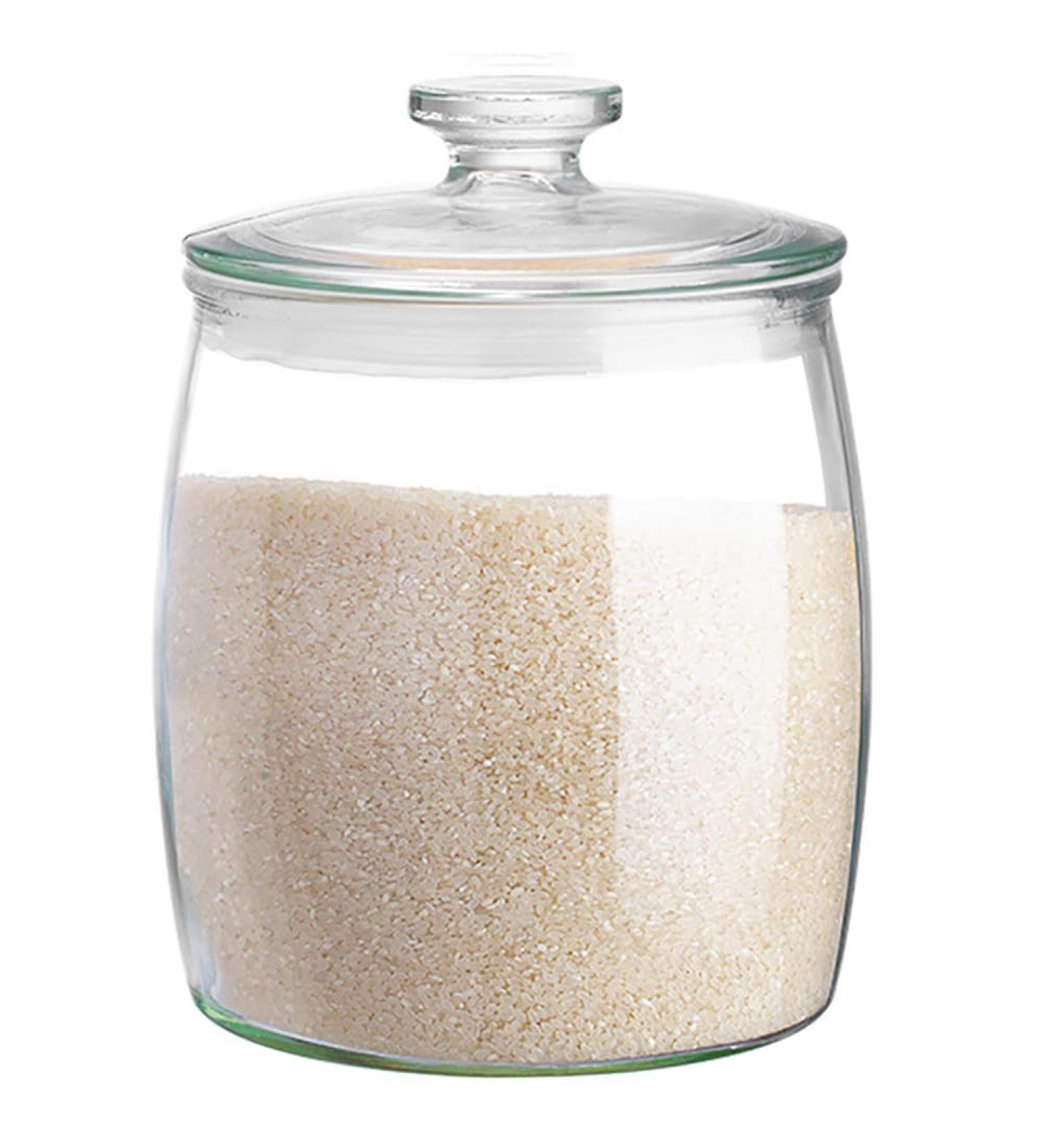 Sions Clear Glass Rice Dispenser Grain Storage Bucket with Sealing Lid Multifunctional Flour And Grain Container Creative Glass Food Storage Container 6kg - Buy Online on GoSupps.com