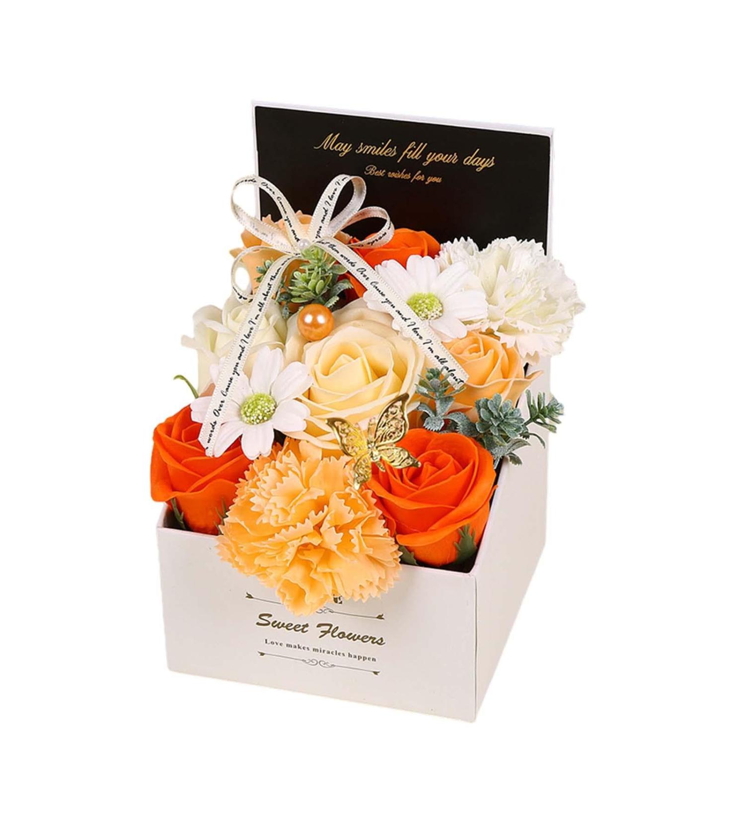 Soap Flower Box - Artificial Rose Scented Soap Gifts for Christmas & Birthdays | 12cmx12cmx18cm | Perfect for Lovers & Girls - Buy Online on GoSupps.com