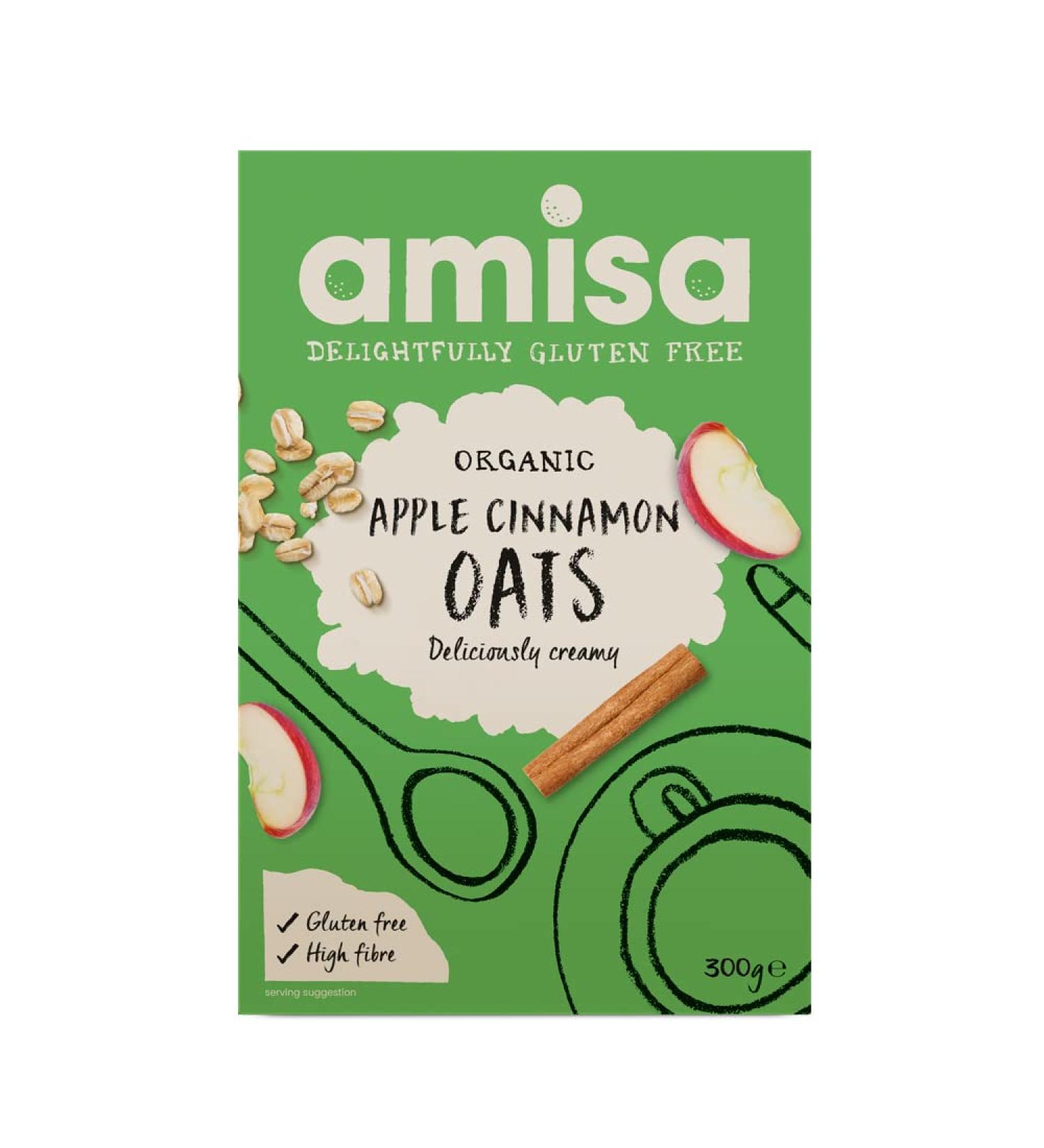 Amisa Organic Pure Oats Apple & Cinnamon Spice 300g - Pack of 1 - Buy Online on GoSupps.com