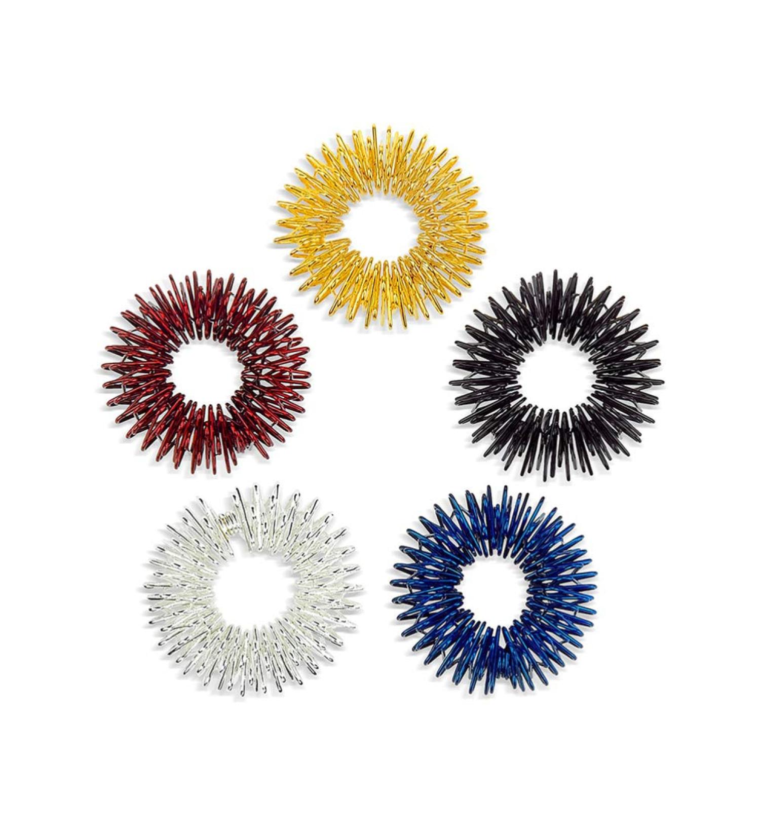 Buy Milists 5-Piece Acupressure Ring Set for Pain Therapy | Sensory Finger Rings for Children & Adults in Gold Silver Black Blue Red - International Shipping Available - Buy Online on GoSupps.com