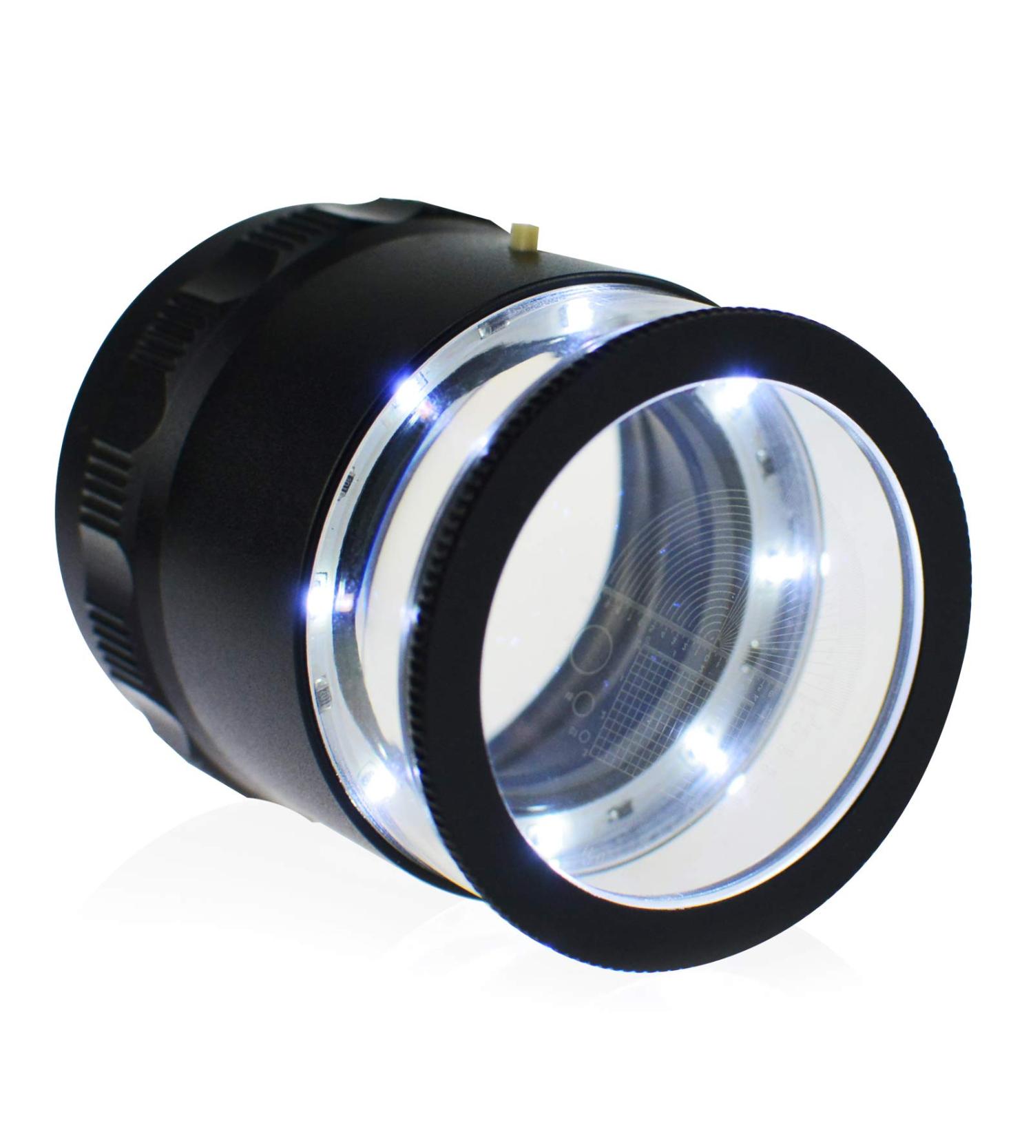 10X Illuminated Jewelers Loupe Magnifier with Interchangeable Reticle Scale and LED Light - 25mm Field of View for Jewelry, Gems, Coins - Hobby Tool with Glass Scale Chart - Buy Online on GoSupps.com