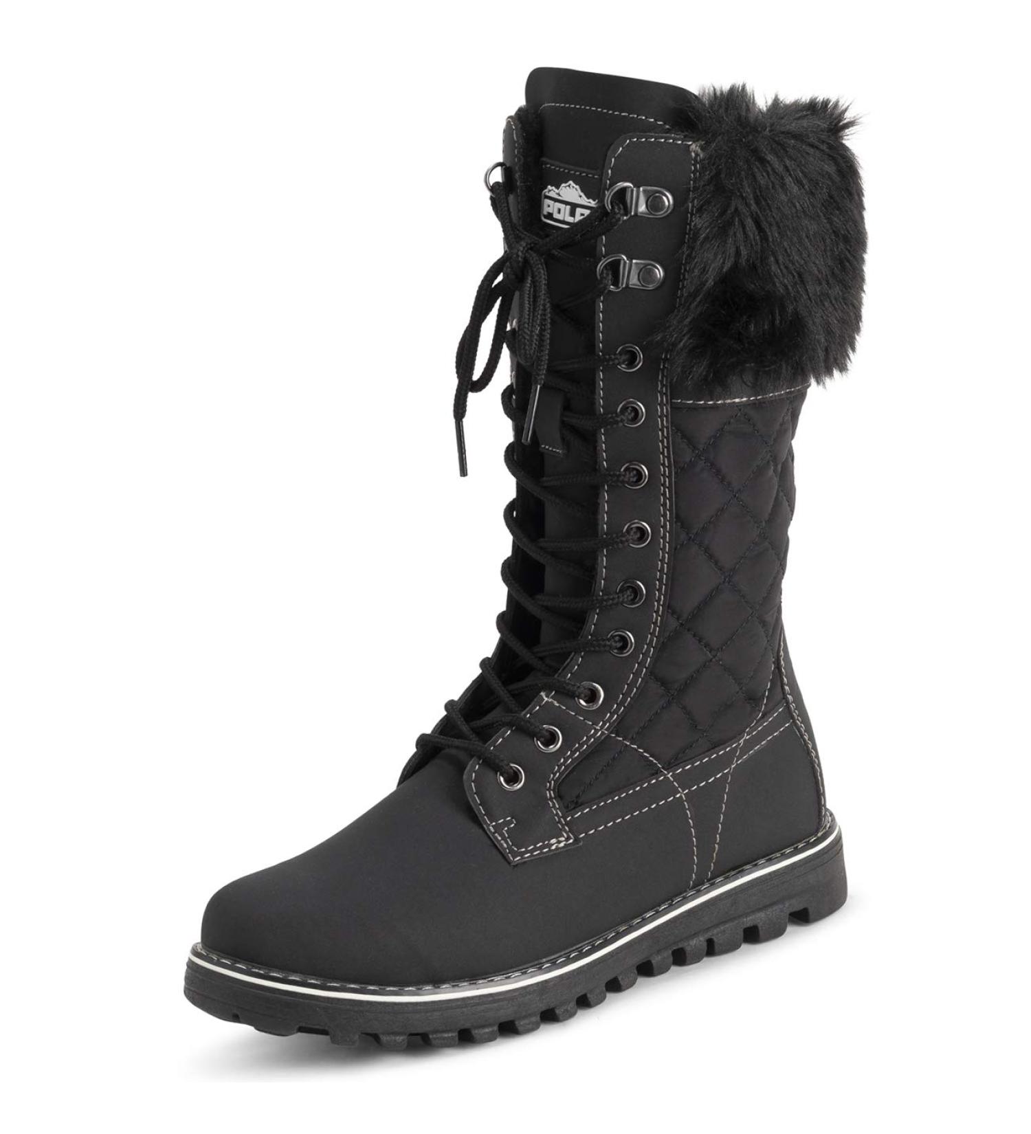Womens Thermal Waterproof Snow Boots - Black/Black, Size 9 | POLAR Faux Fur, Rubber Sole for Outdoor Walking - Buy Online on GoSupps.com