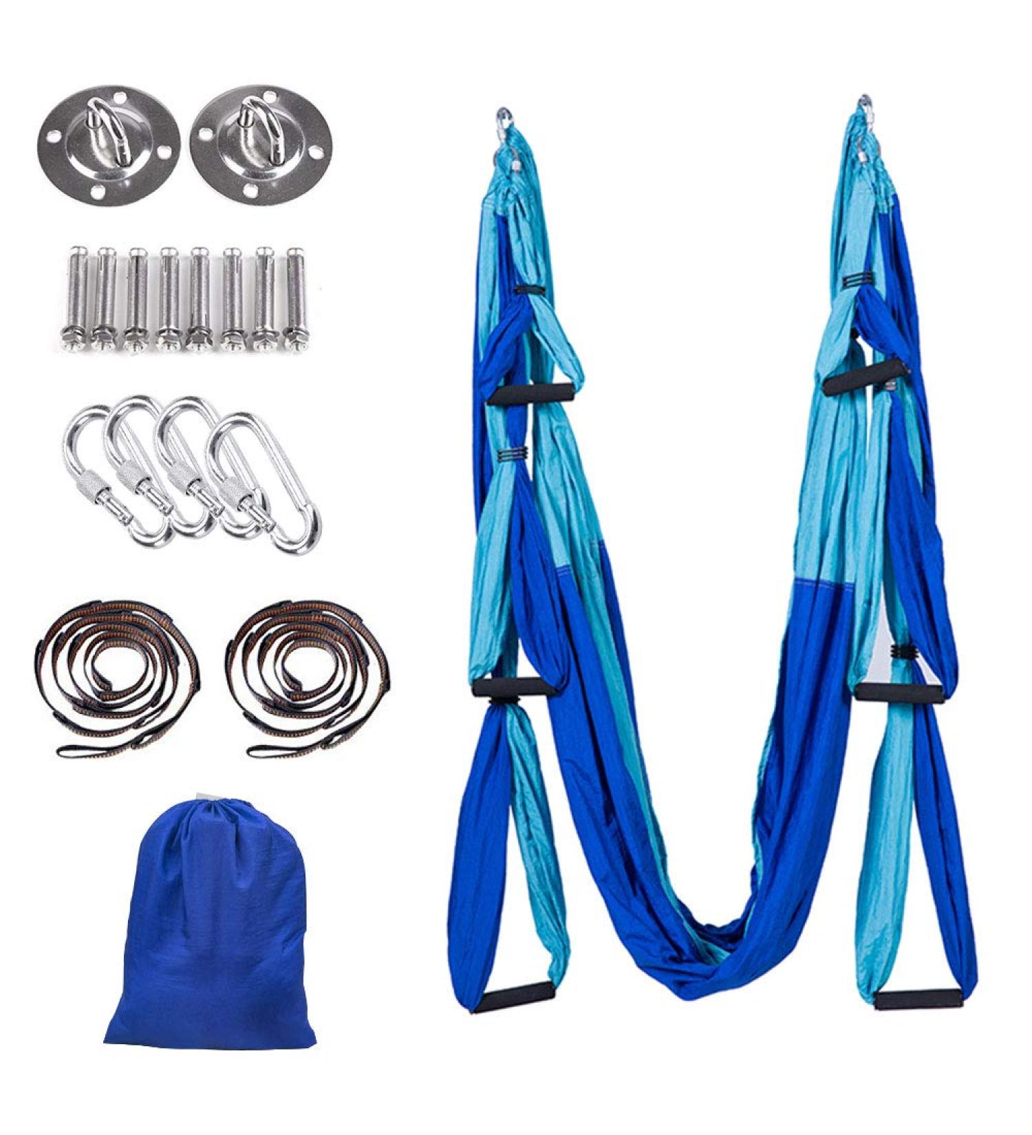 MelkTemn Aerial Yoga Swing Set - Dark Blue & Light Blue | Premium Inversion Tool for Gym and Home Fitness - Buy Online on GoSupps.com
