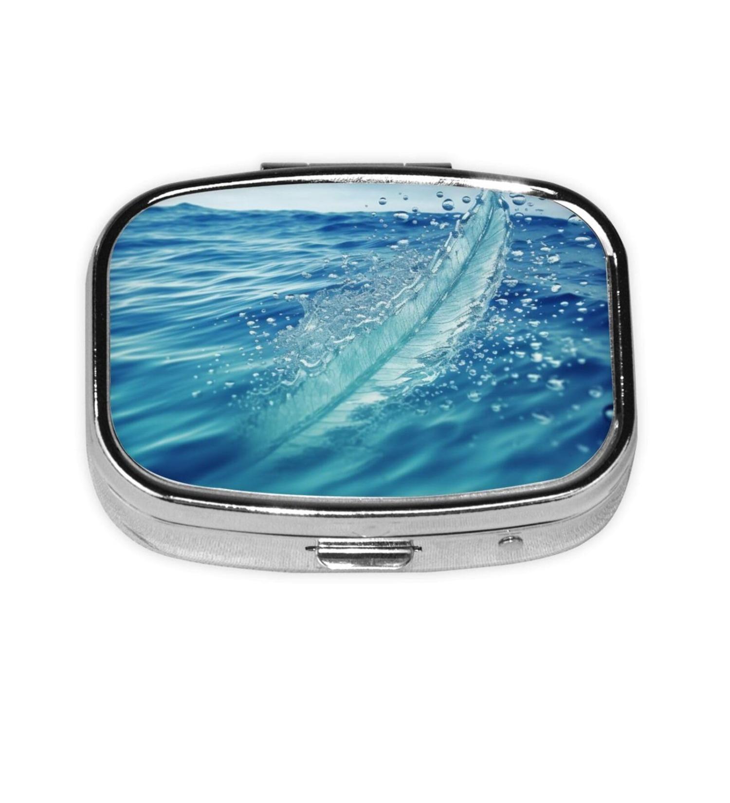 Ocean Water Printed Square Pill Box | Portable Travel Medicine Organizer - Buy Online on GoSupps.com