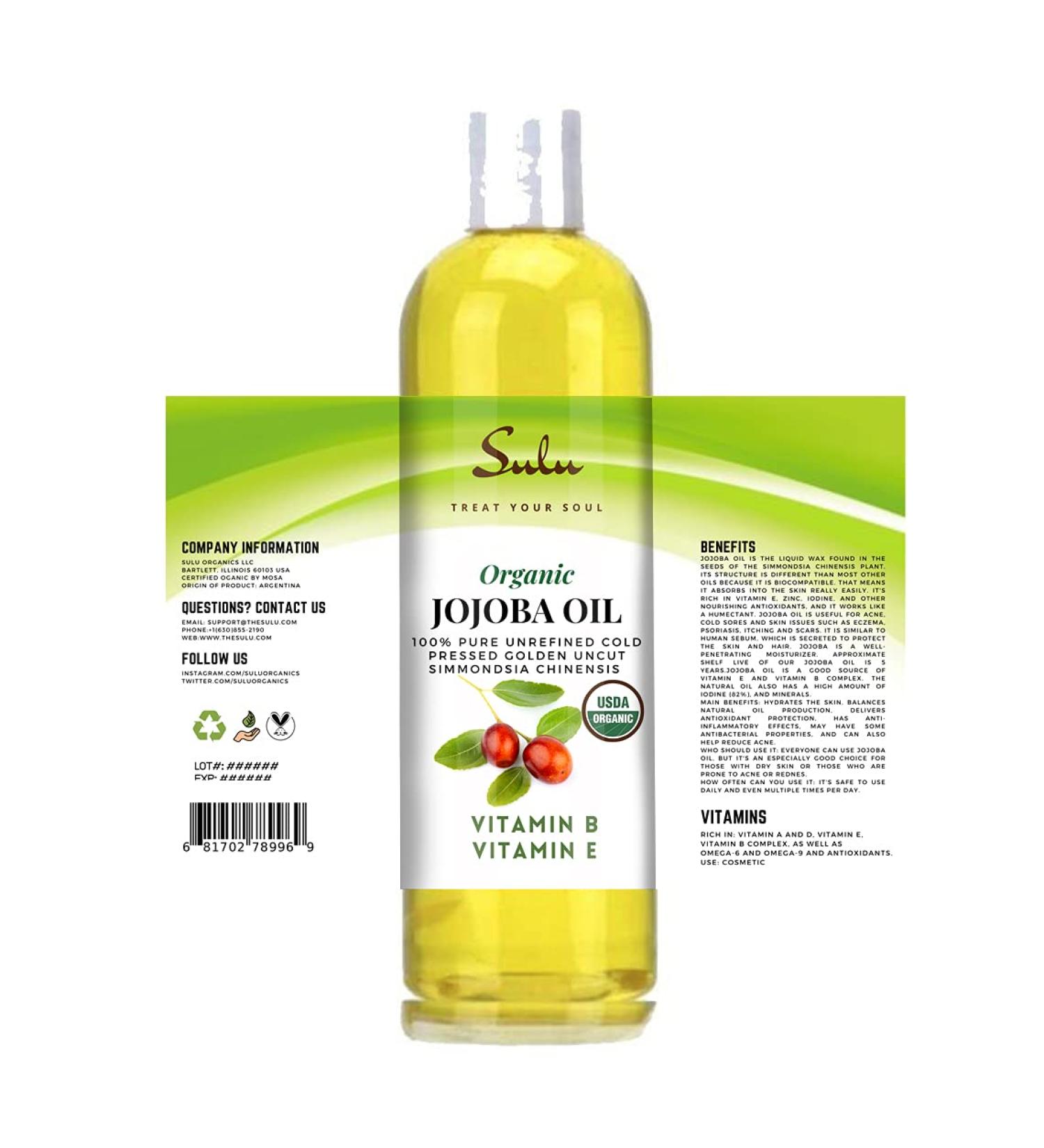100% Pure Organic Unrefined Golden Jojoba Oil 24 Oz (Ounces)